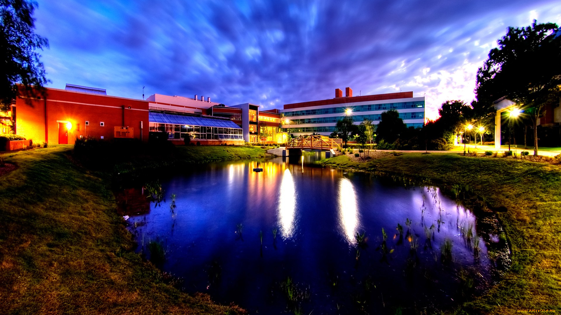 города, огни, ночного, norfolk, virginia