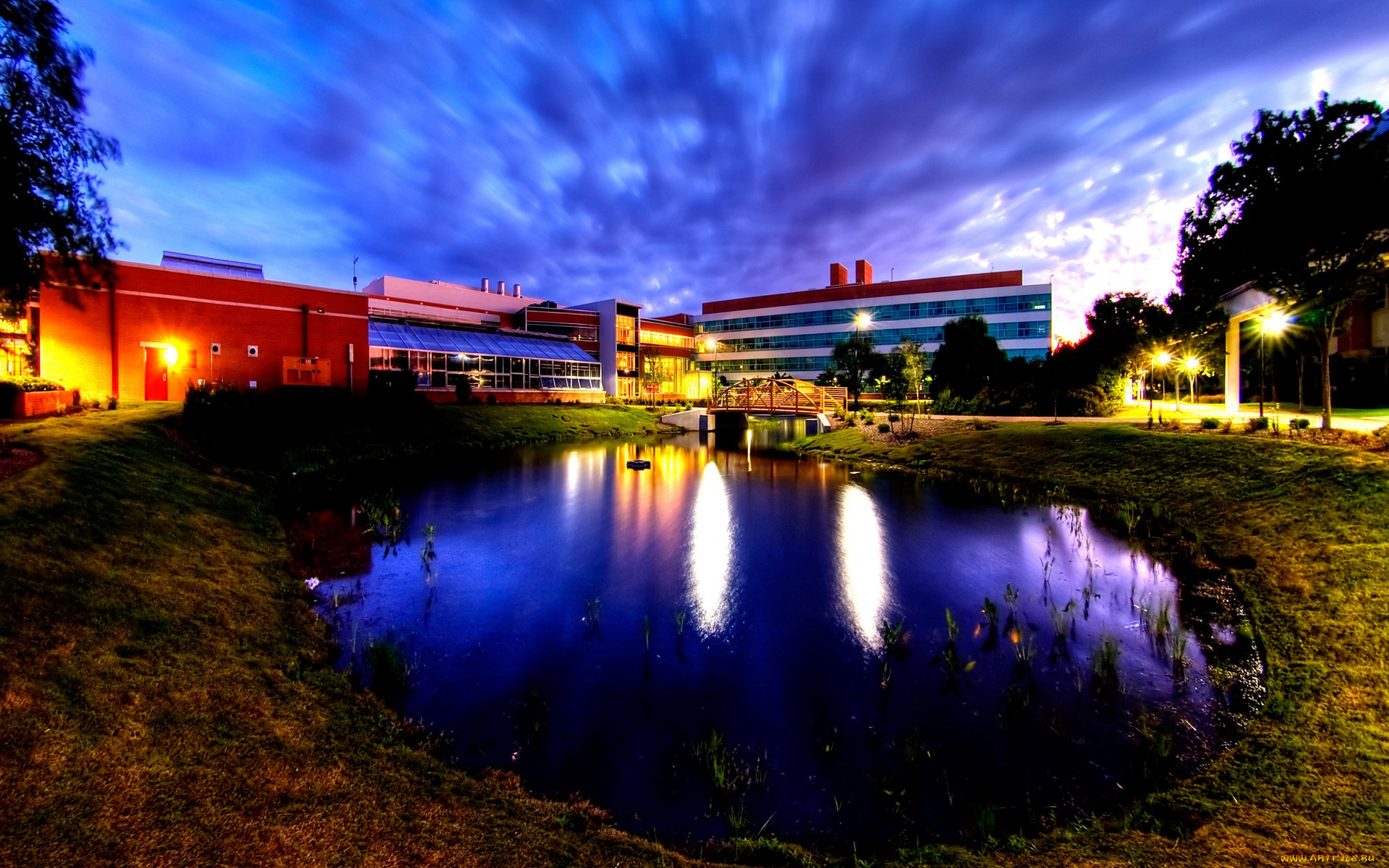 города, огни, ночного, norfolk, virginia