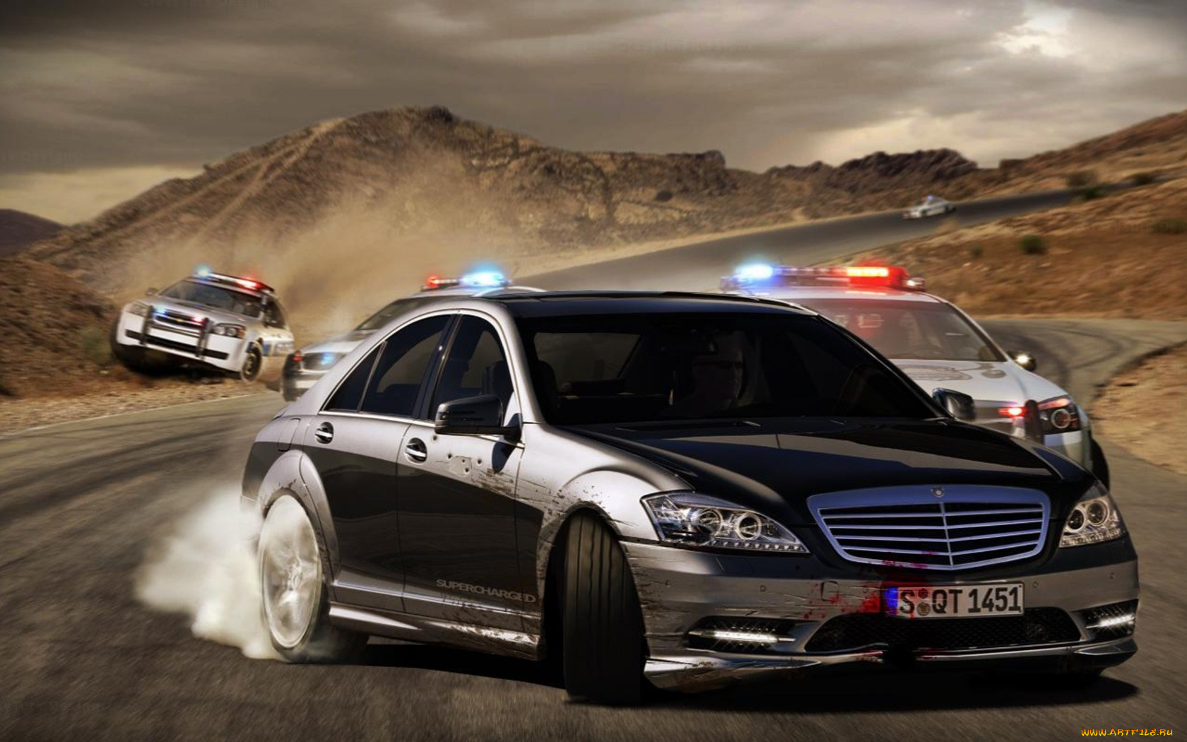 автомобили, 3д, погоня