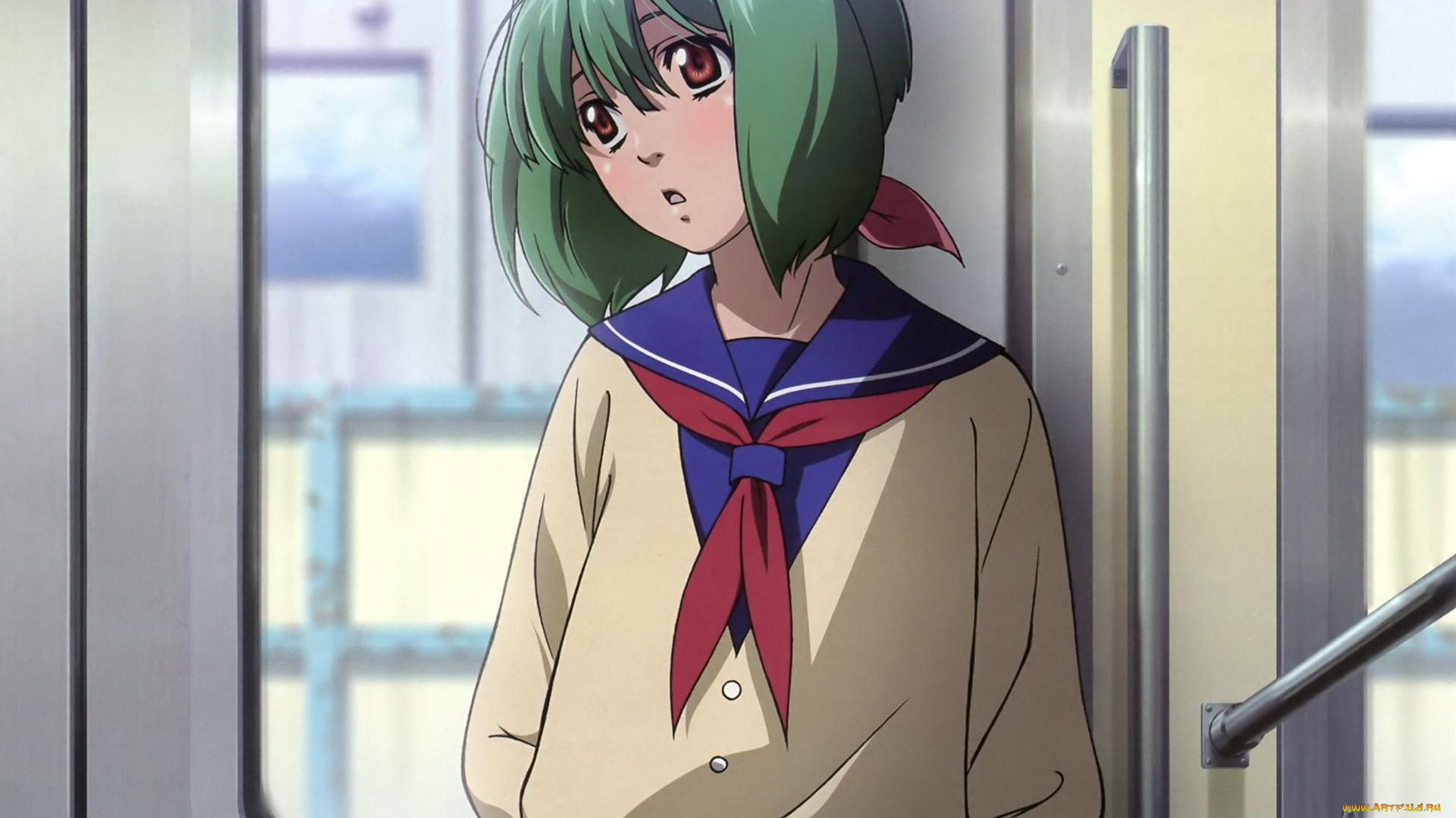 аниме, macross, frontier, девушка, окно