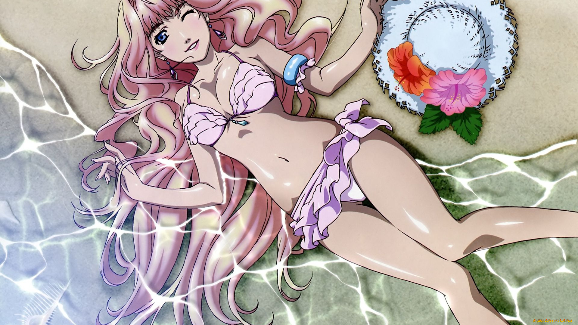 аниме, macross, frontier, девушка, вода, шпяпа