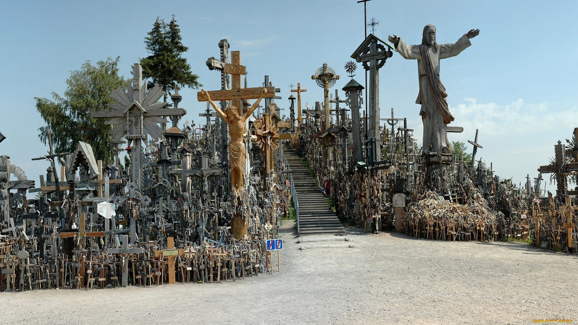 гора, крестов, шауляй, литва, разное, религия, кресты, много, распятия