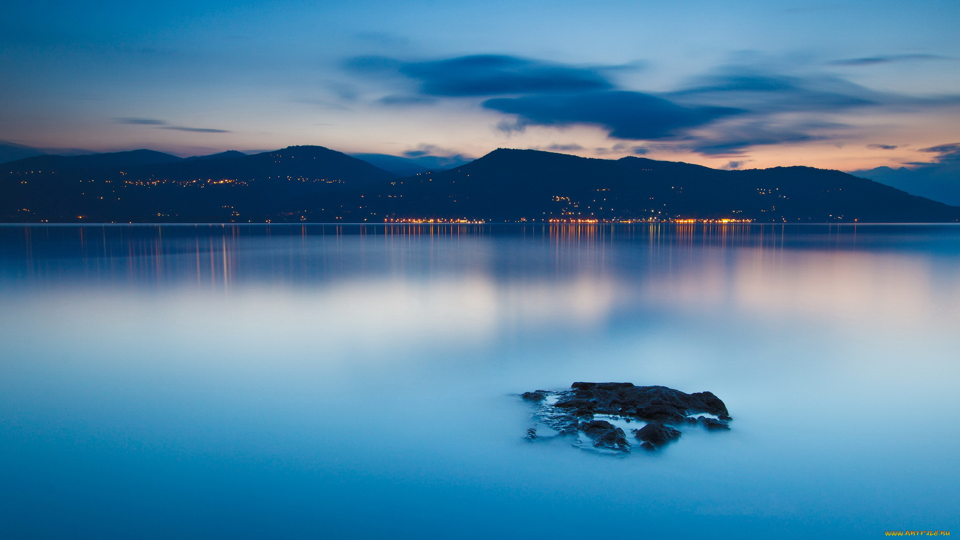 природа, побережье, небо, горы, вода