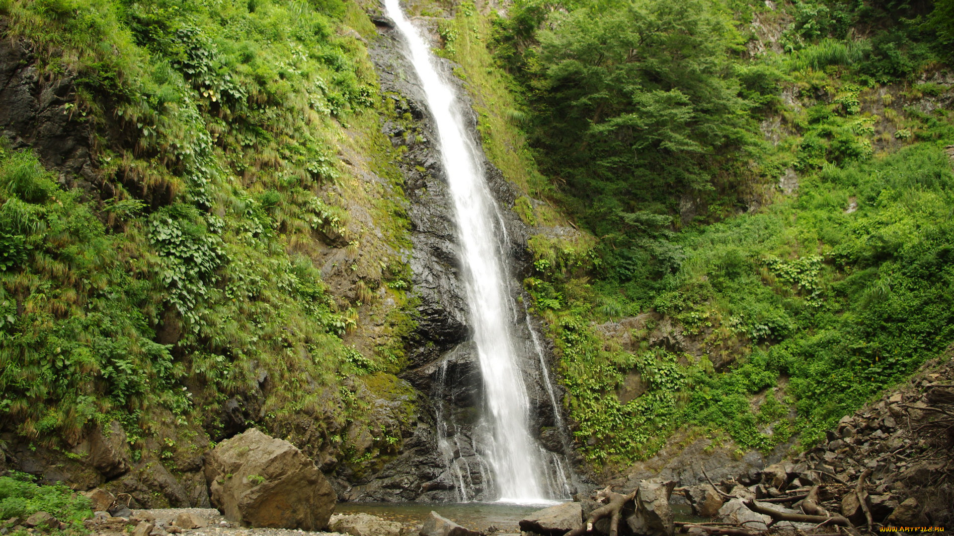 природа, водопады, горы, камни