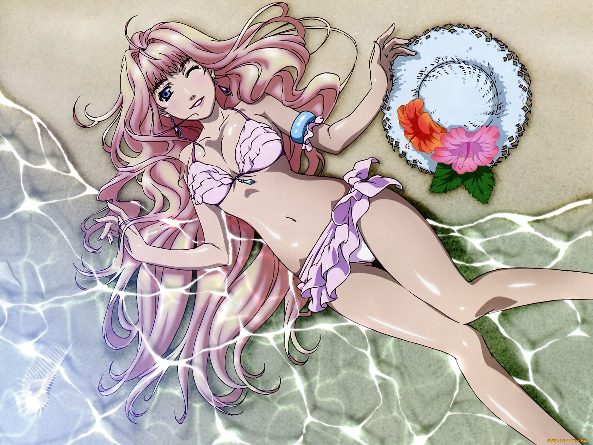 аниме, macross, frontier, девушка, вода, шпяпа