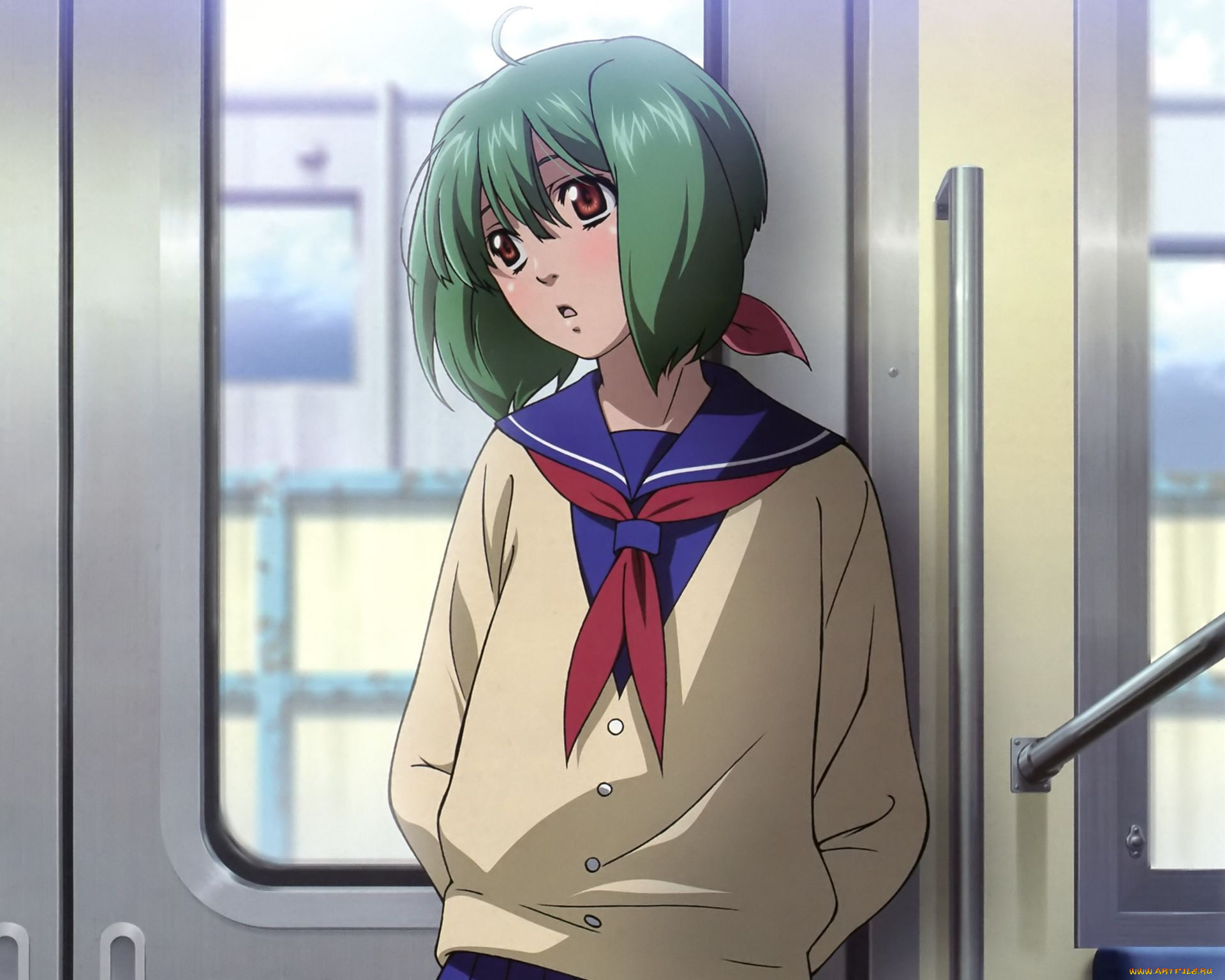 аниме, macross, frontier, девушка, окно