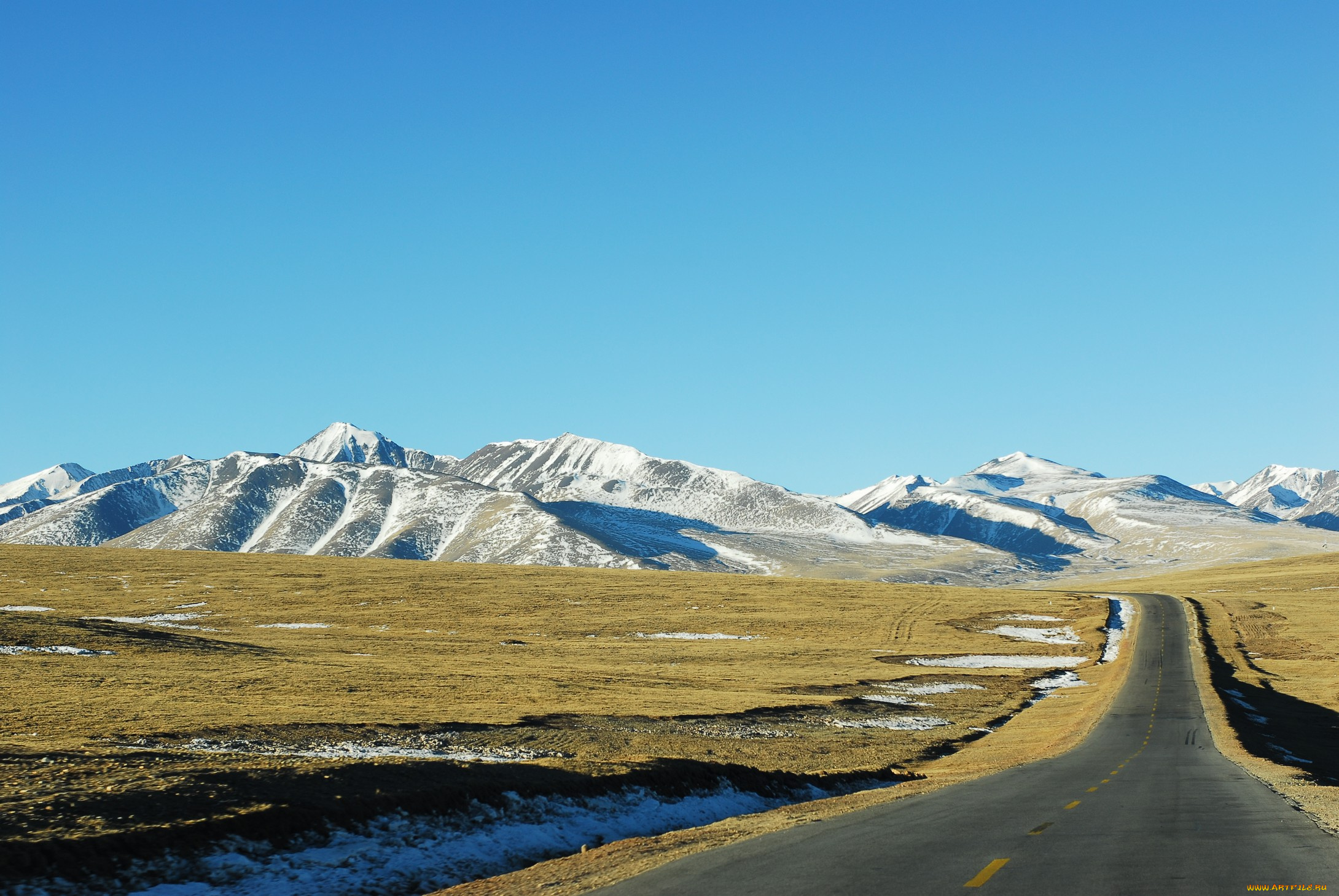 природа, дороги, разделительная, полоса, горы