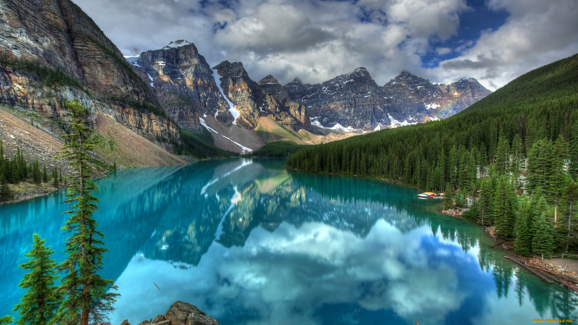 природа, реки, озера, деревья, пейзаж, озеро, banff, national, park, moraine, lake, горы