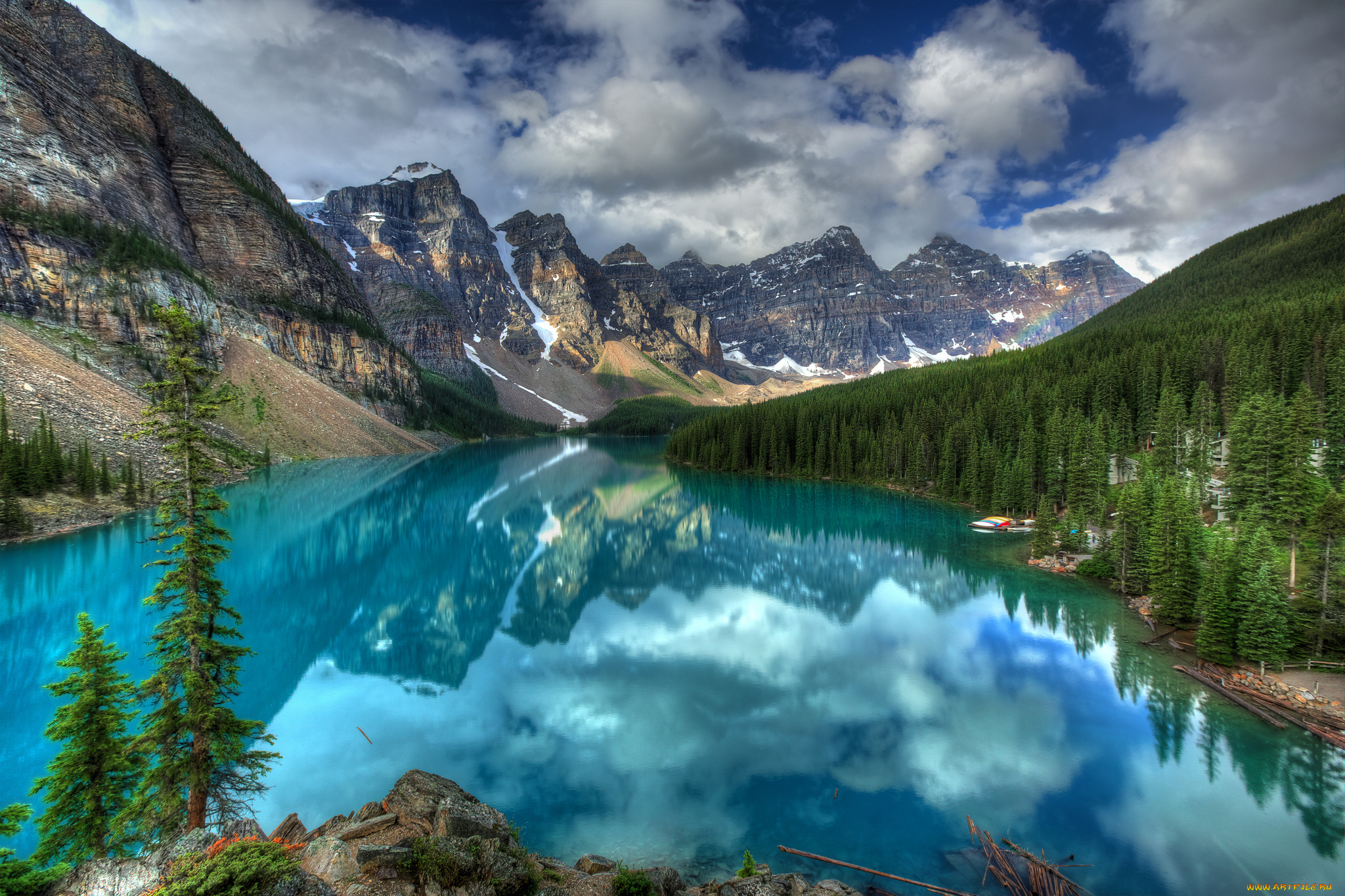 природа, реки, озера, деревья, пейзаж, озеро, banff, national, park, moraine, lake, горы