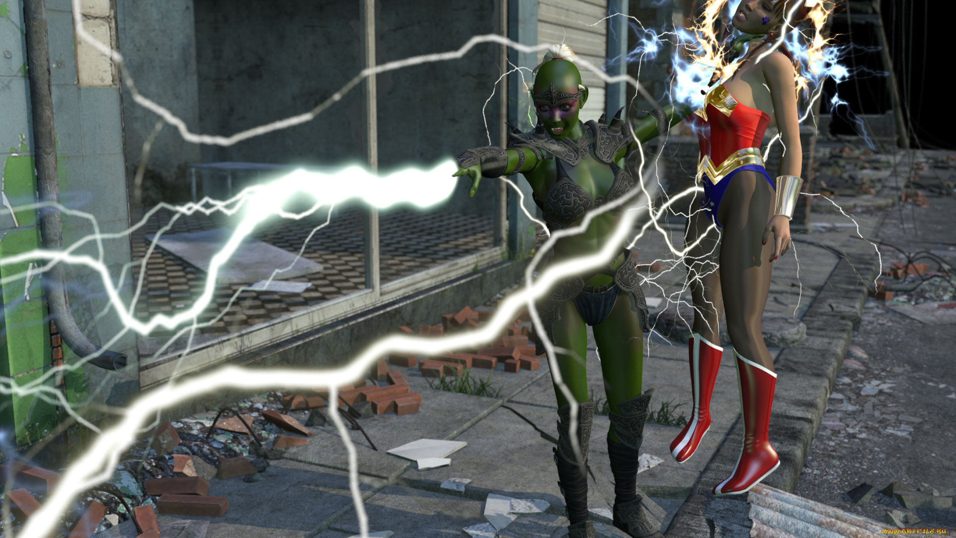 3д, графика, fantasy, фантазия, существо, молния, девушка