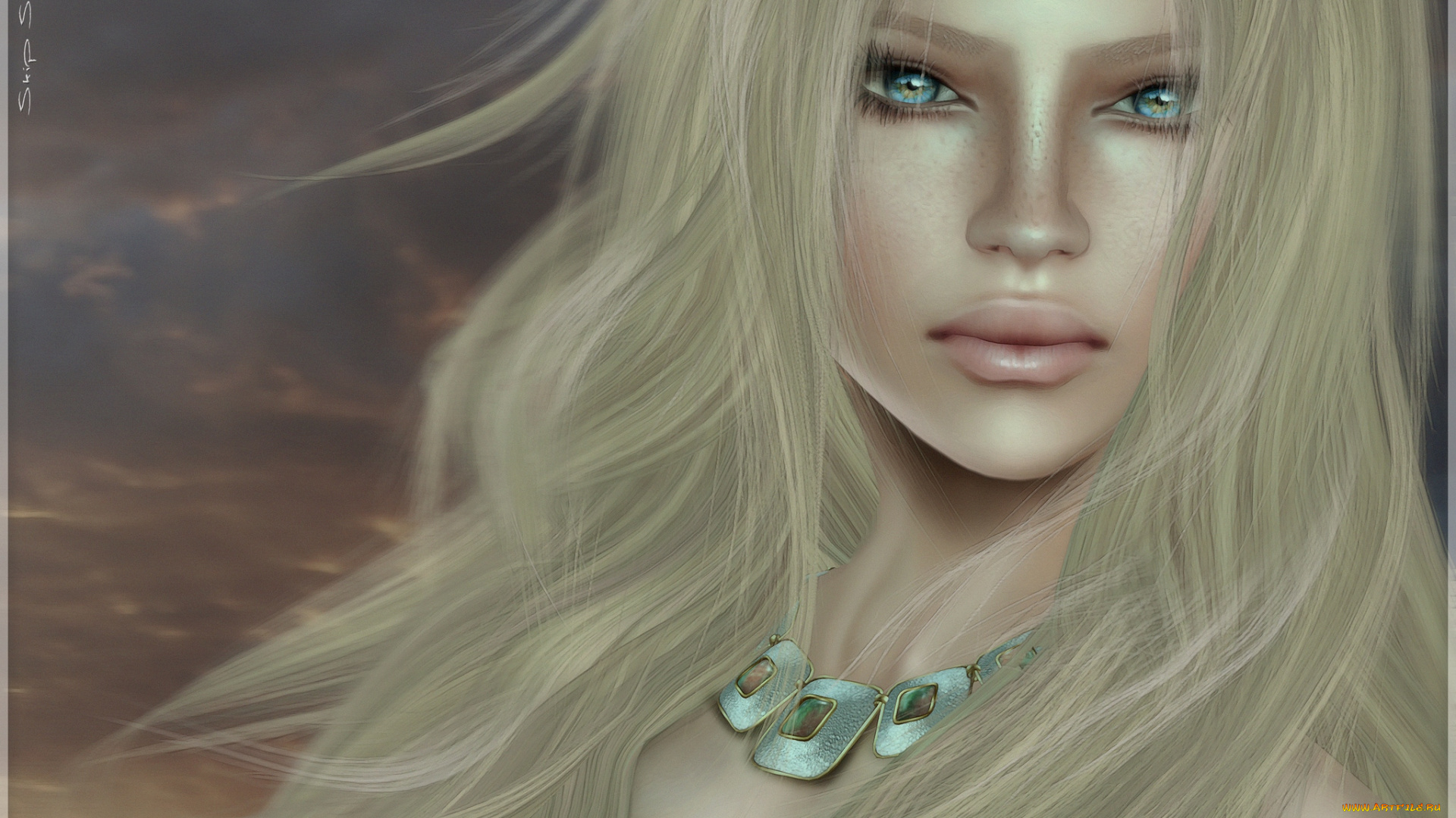 3д, графика, portraits, портрет, блондинка
