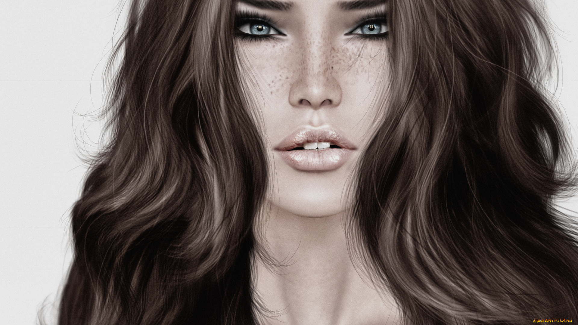 3д, графика, portraits, портрет, волосы