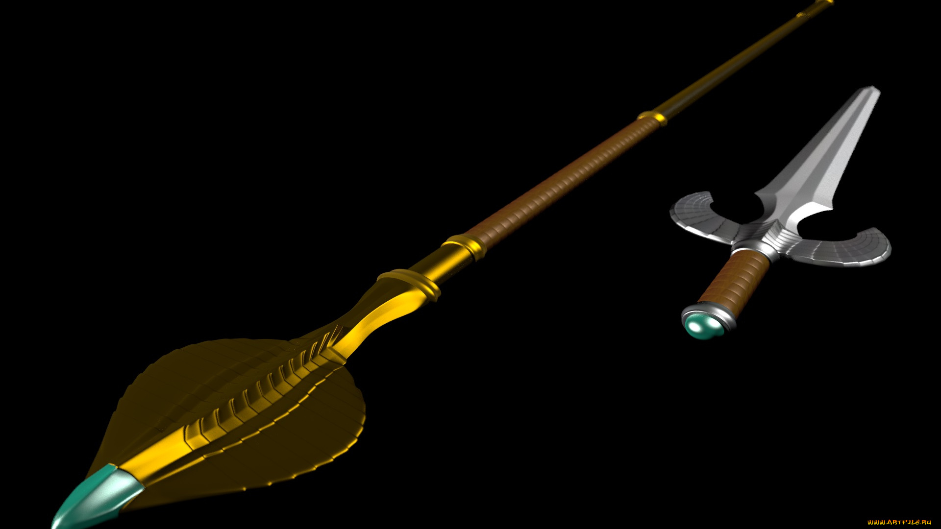 оружие, 3d, копье, меч