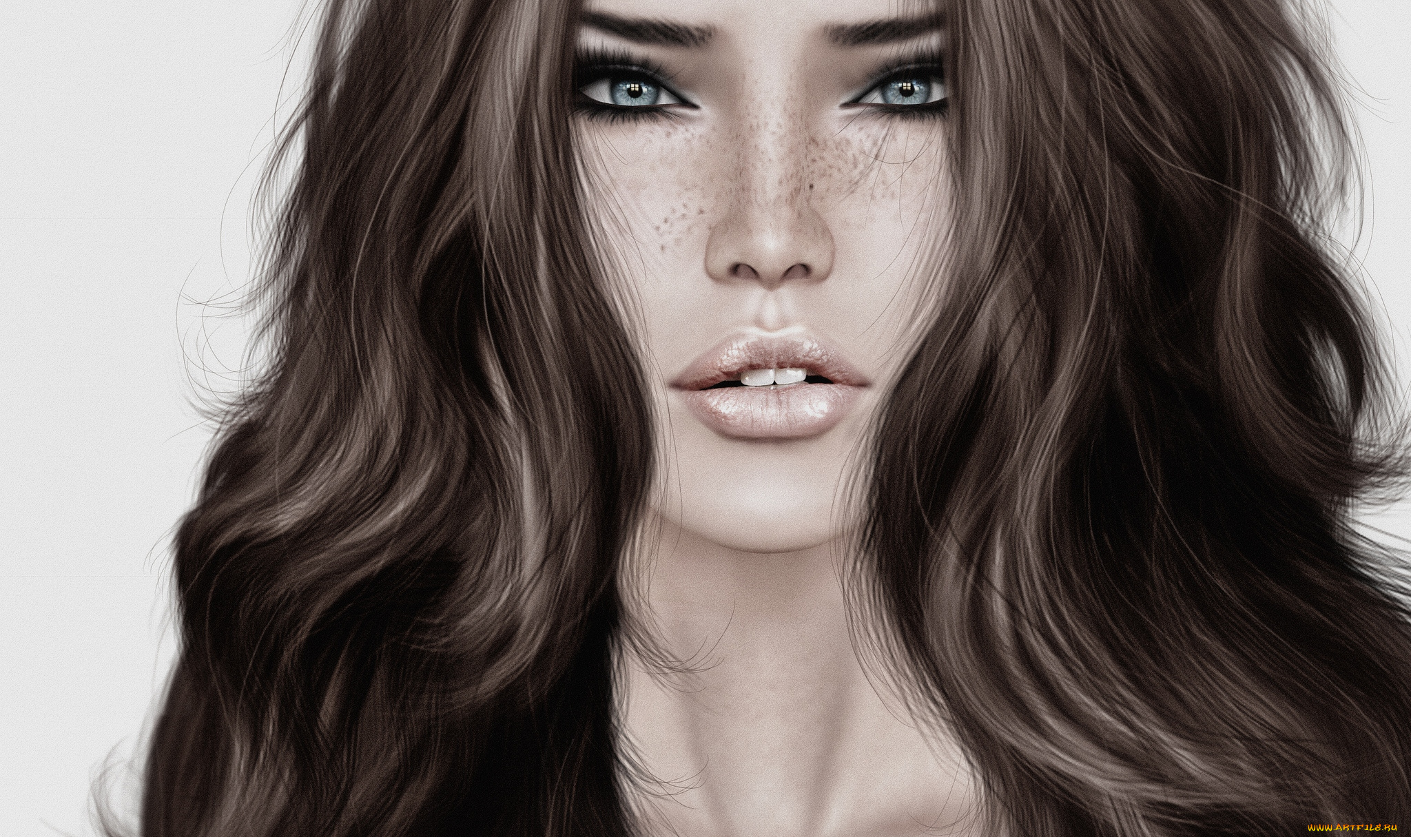 3д, графика, portraits, портрет, волосы