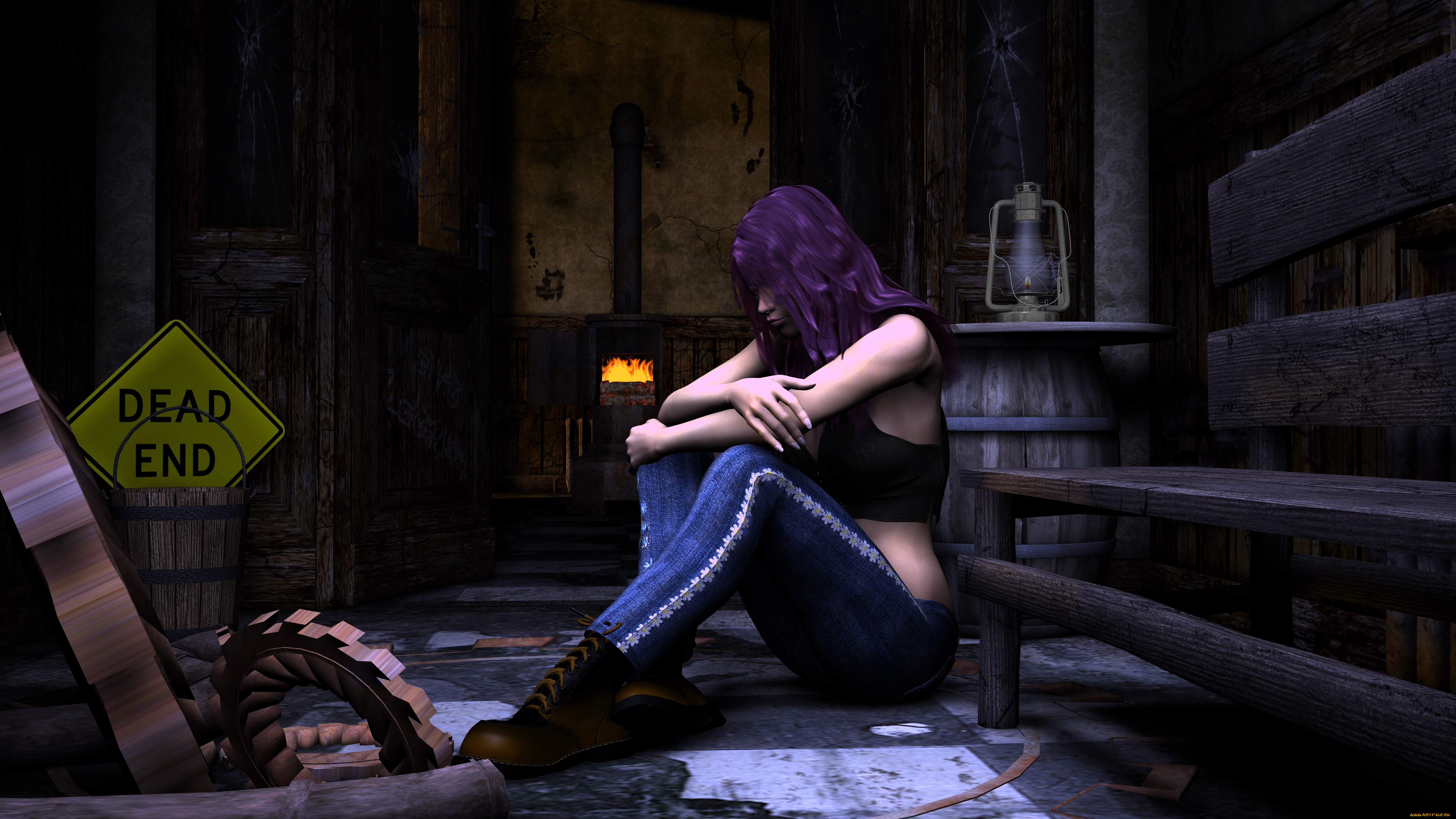 3д, графика, people, люди, фонарь, девушка