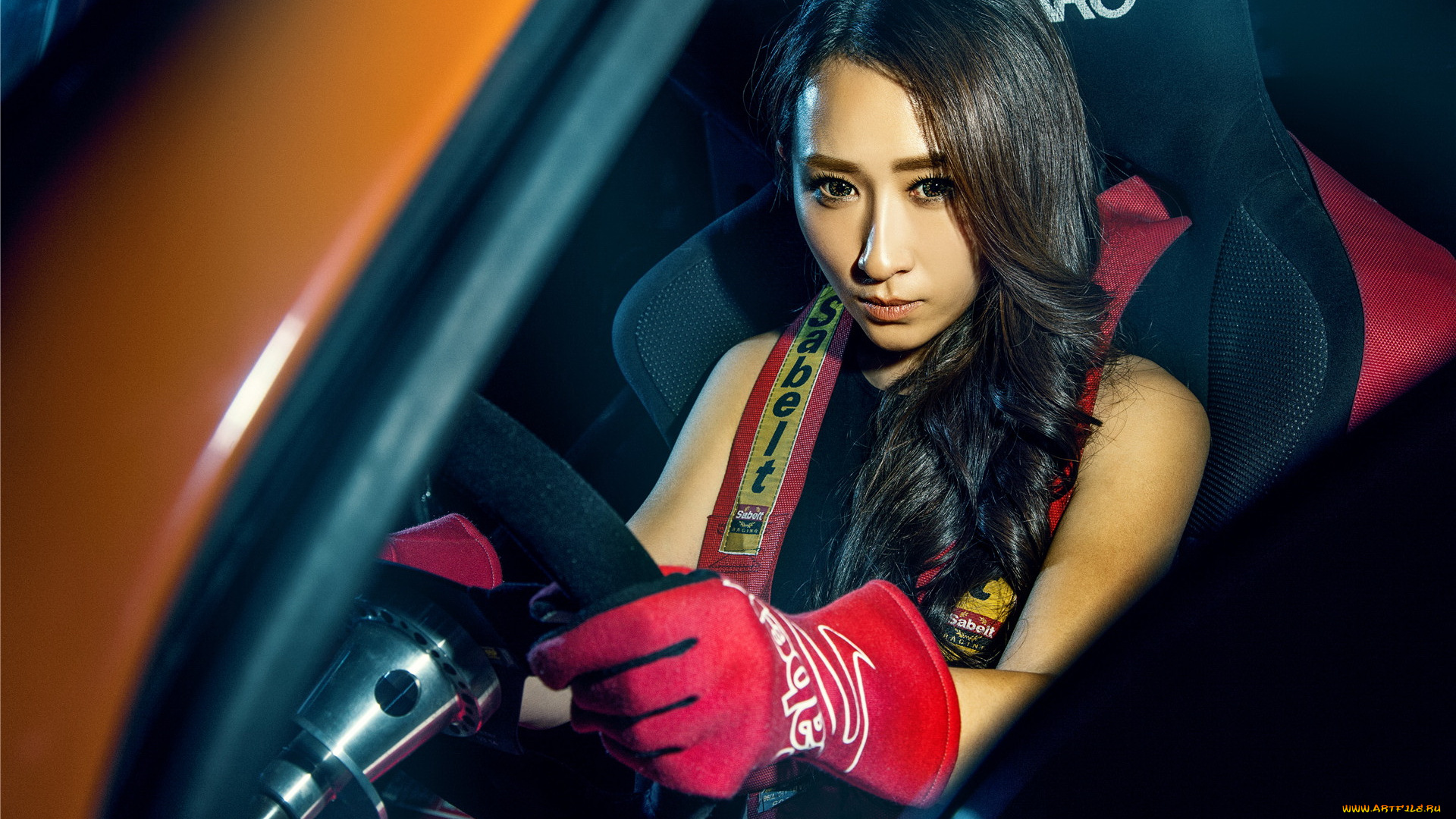 автомобили, авто, с, девушками, азиатка, автомобиль, девушка