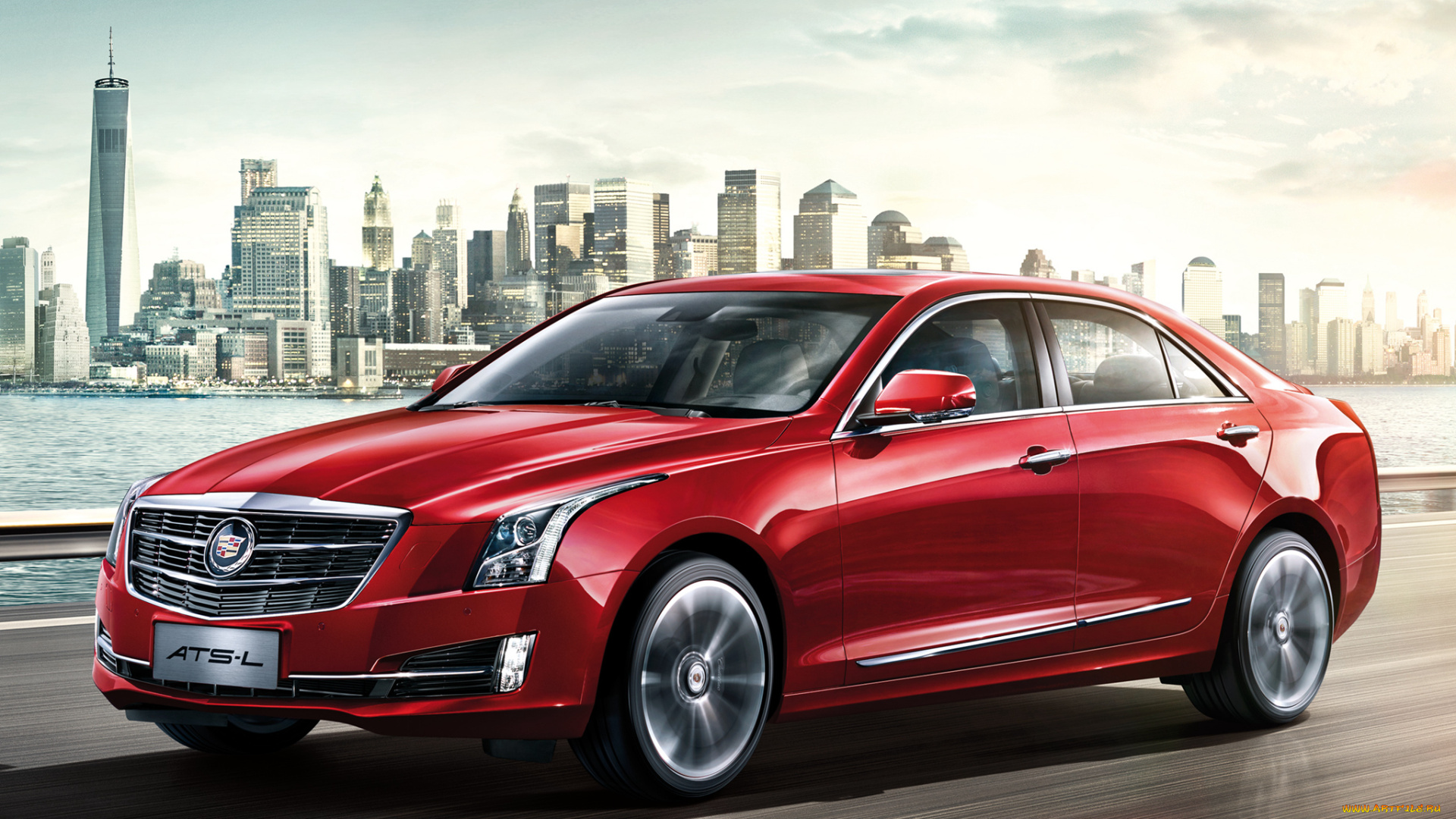 автомобили, cadillac, красный, 2014г, ats-l