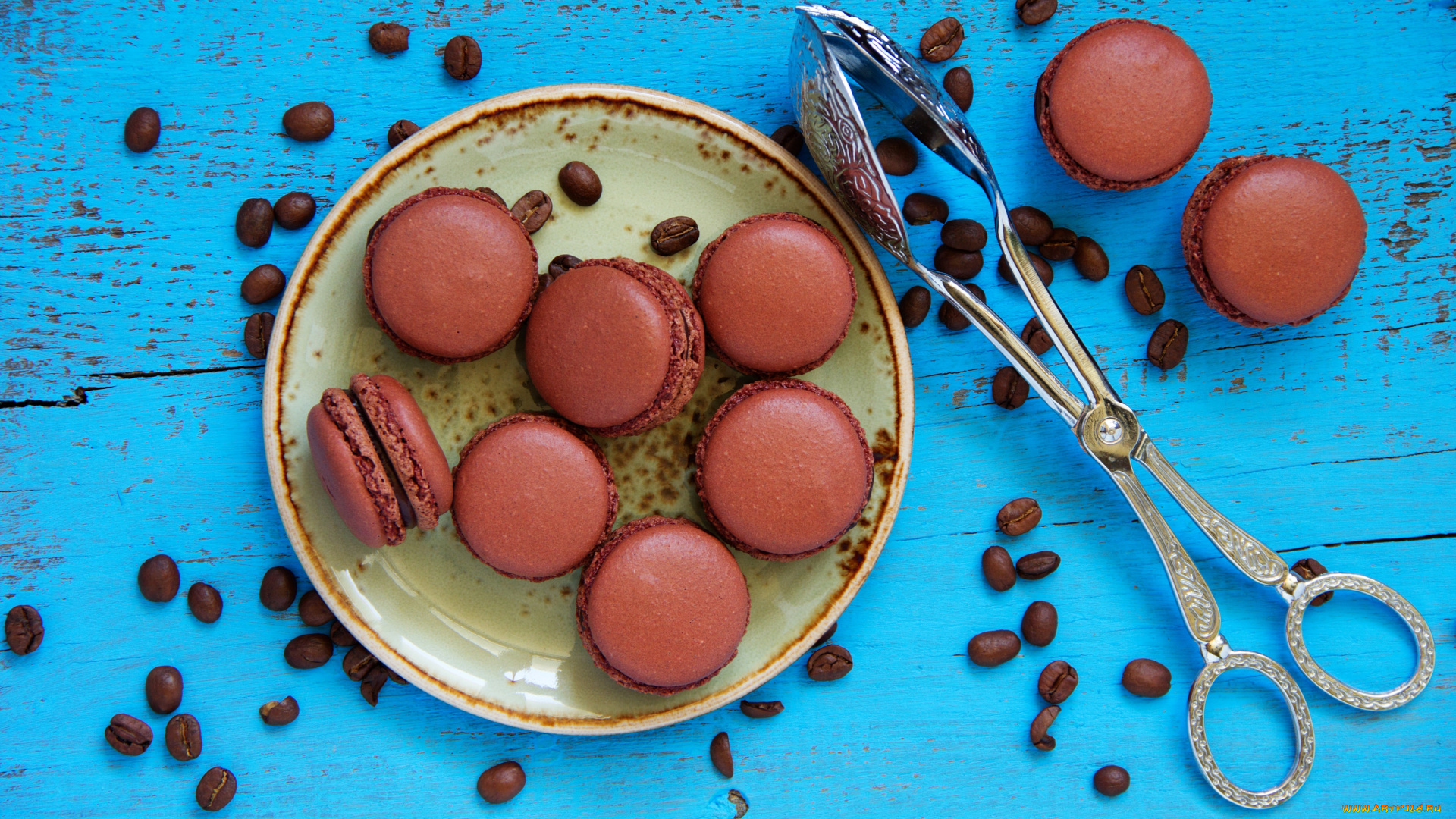 еда, макаруны, кофе