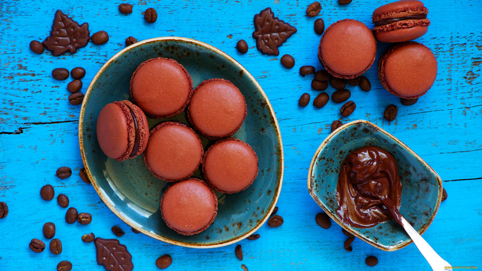 еда, макаруны, шоколад