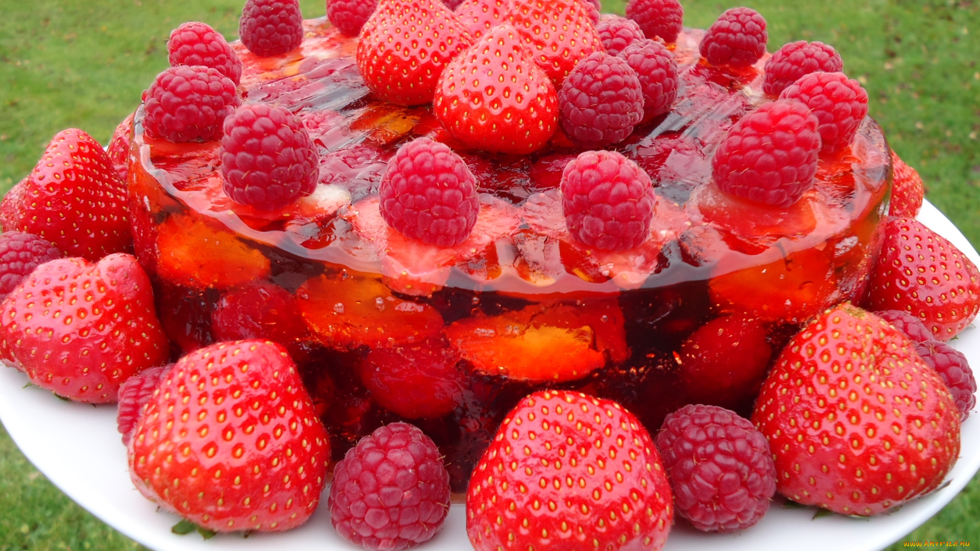 еда, мороженое, , десерты, малина, клубника, желе