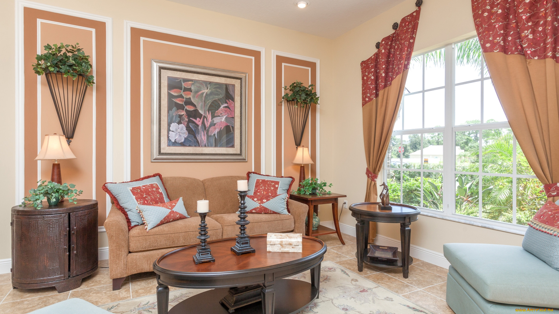 интерьер, гостиная, шторы