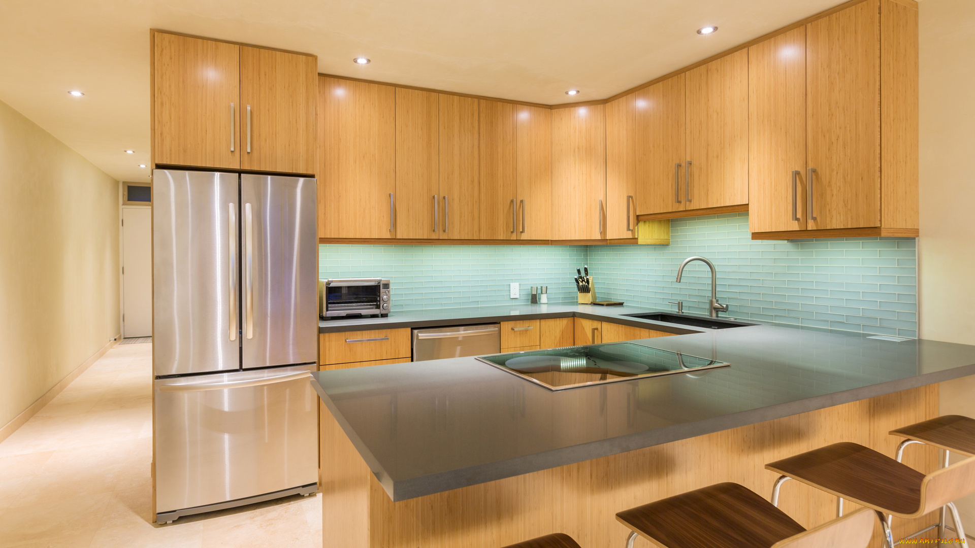 интерьер, кухня, дизайн, мебель, холодильник