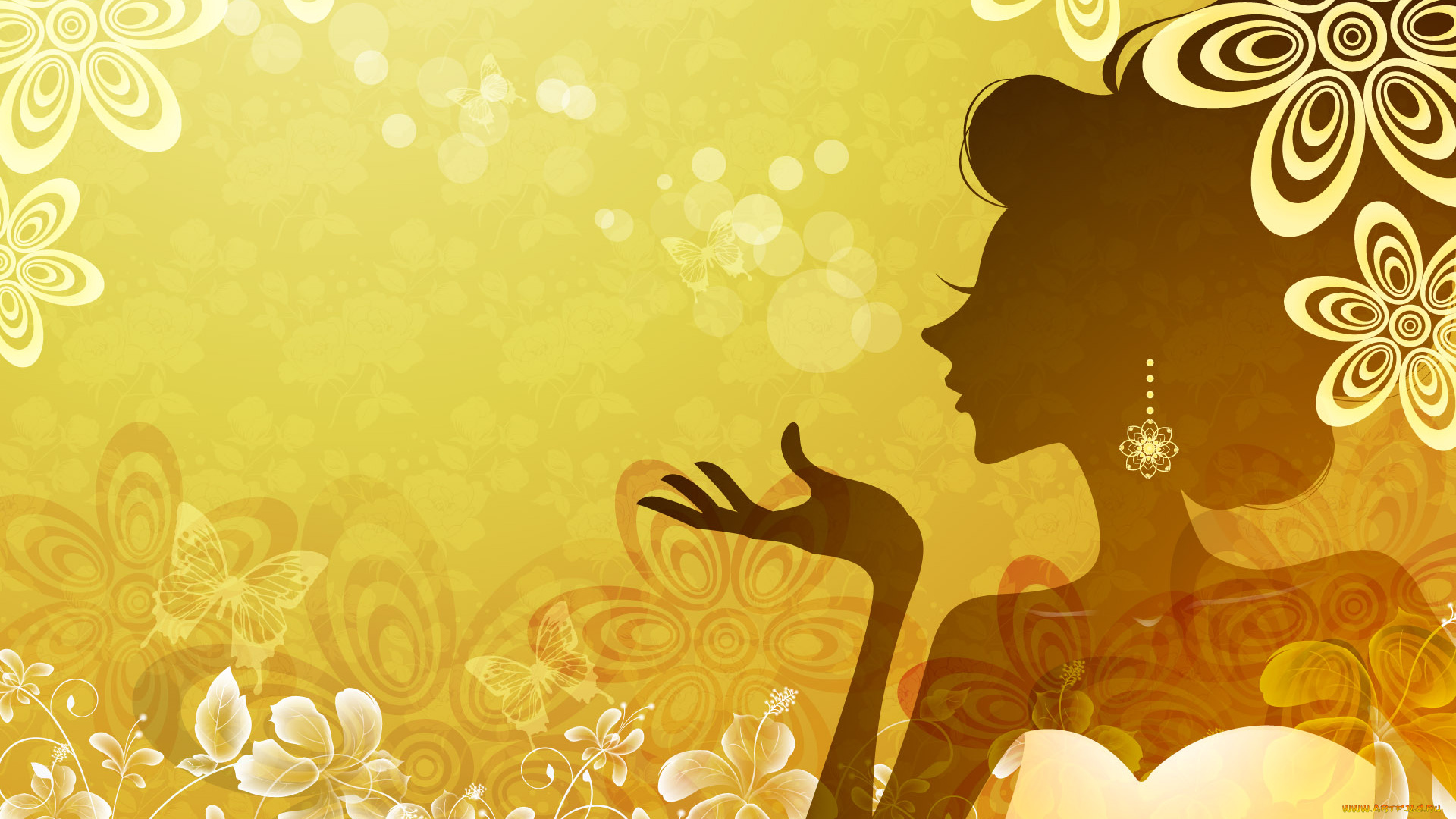 векторная, графика, девушки, девушка, фон, взгляд