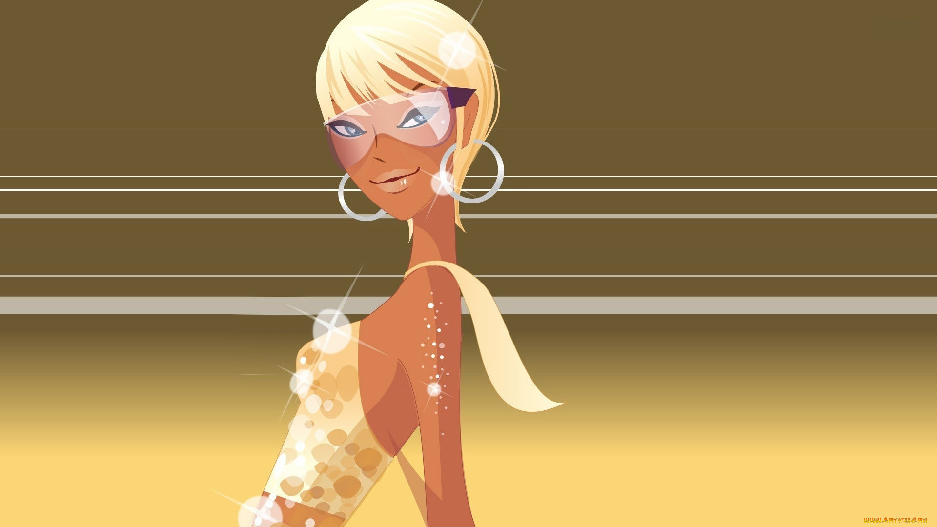 векторная, графика, девушки, девушка, взгляд