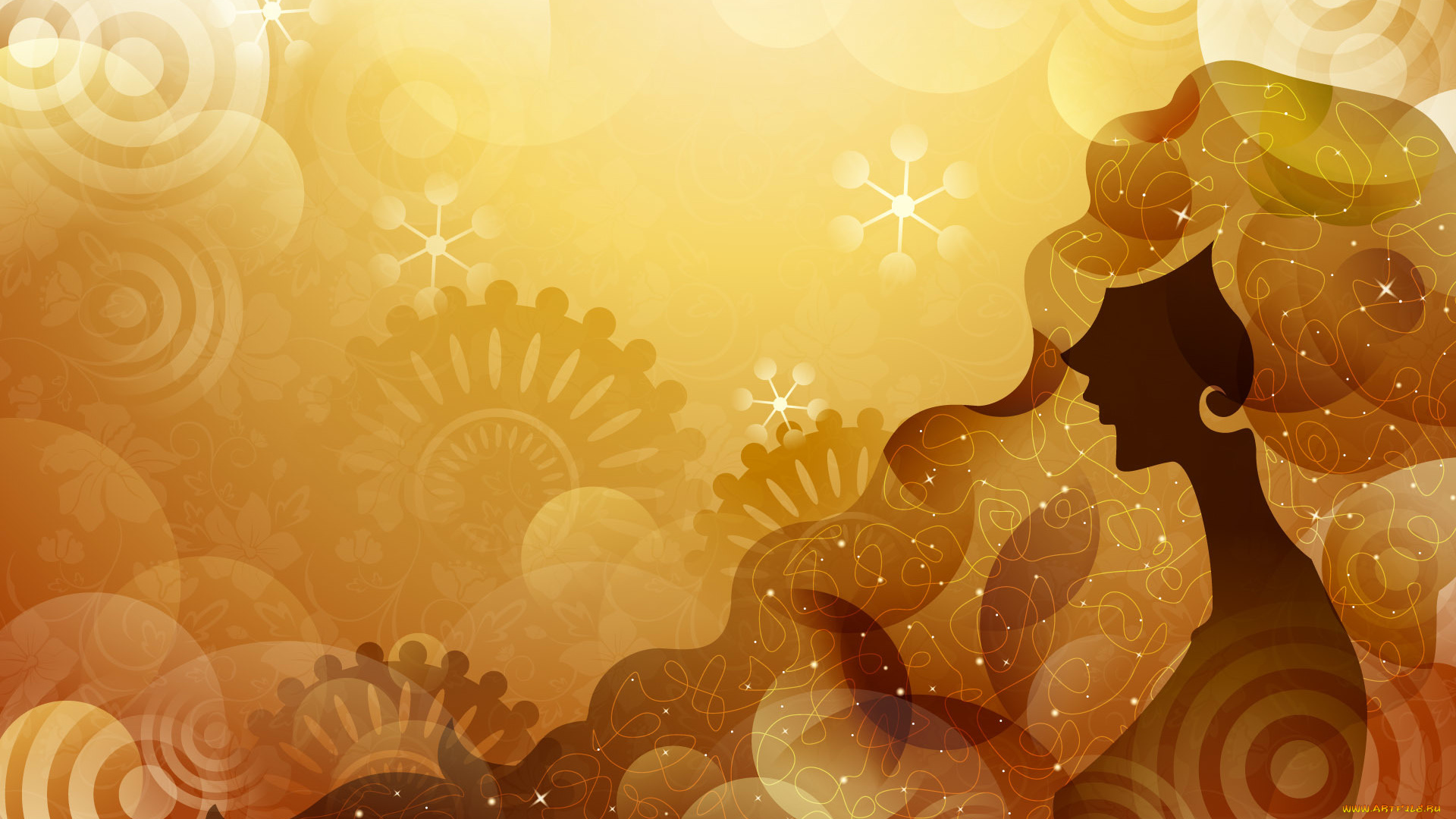 векторная, графика, девушки, фон, digital, art, силуэт