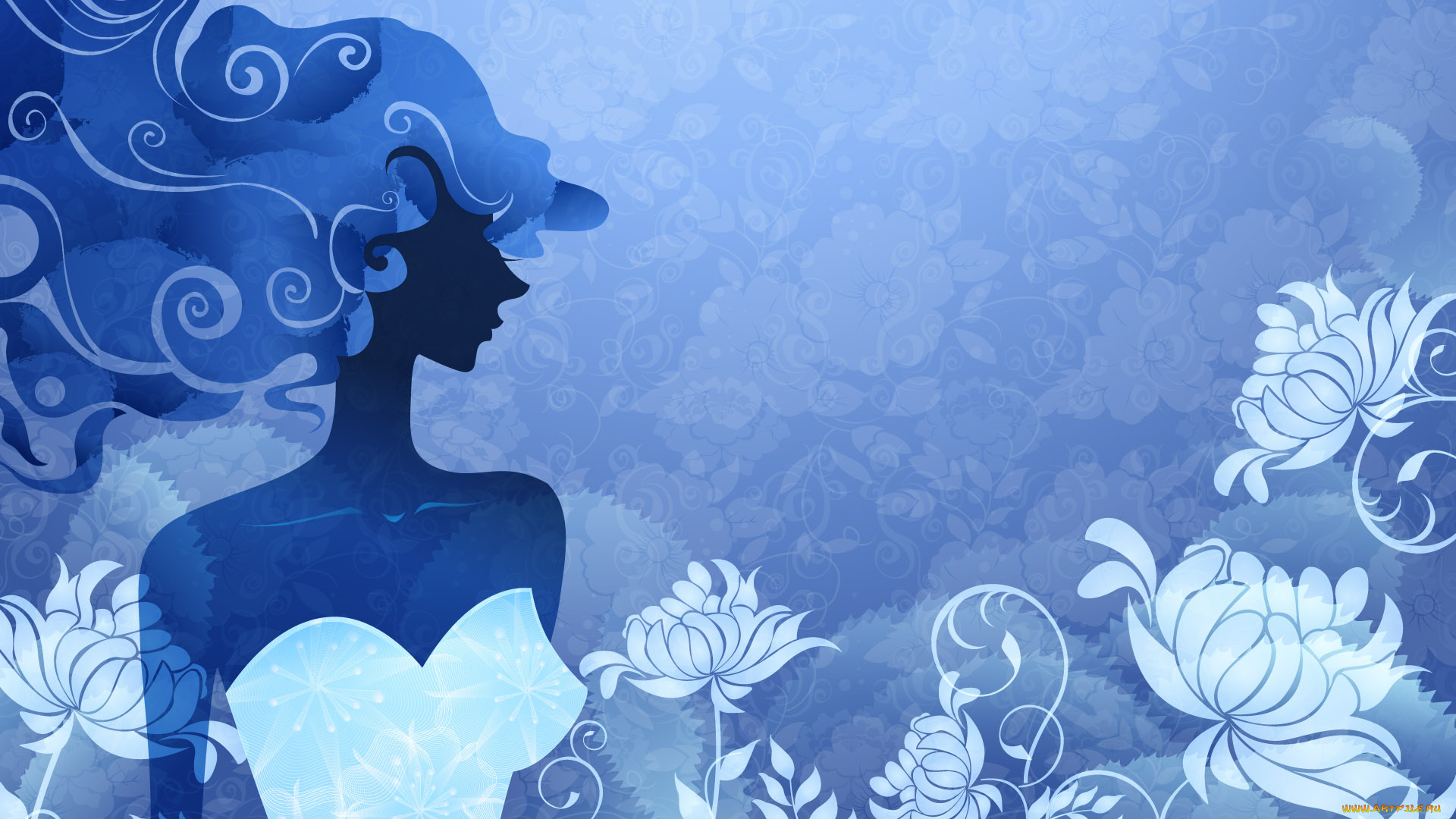 векторная, графика, девушки, фон, взгляд, девушка