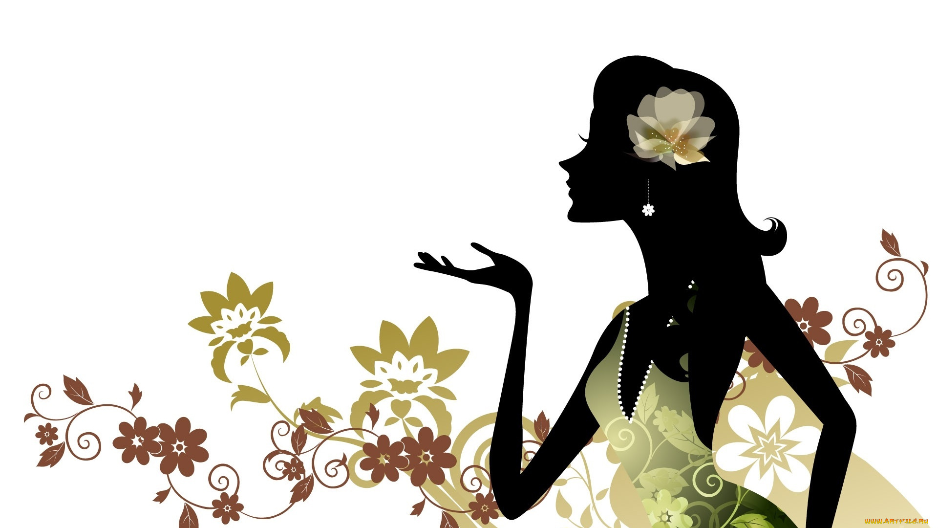 векторная, графика, девушки, фон, взгляд, девушка