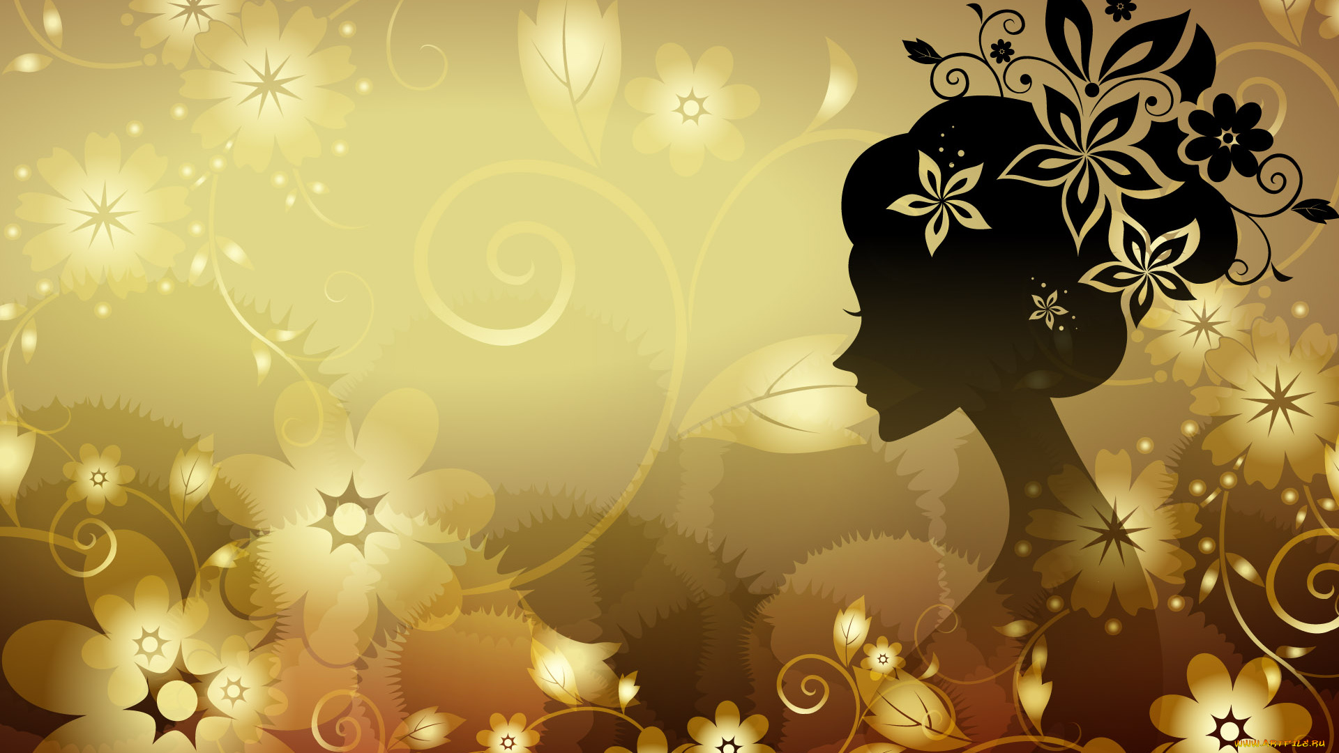 векторная, графика, девушки, фон, взгляд, девушка