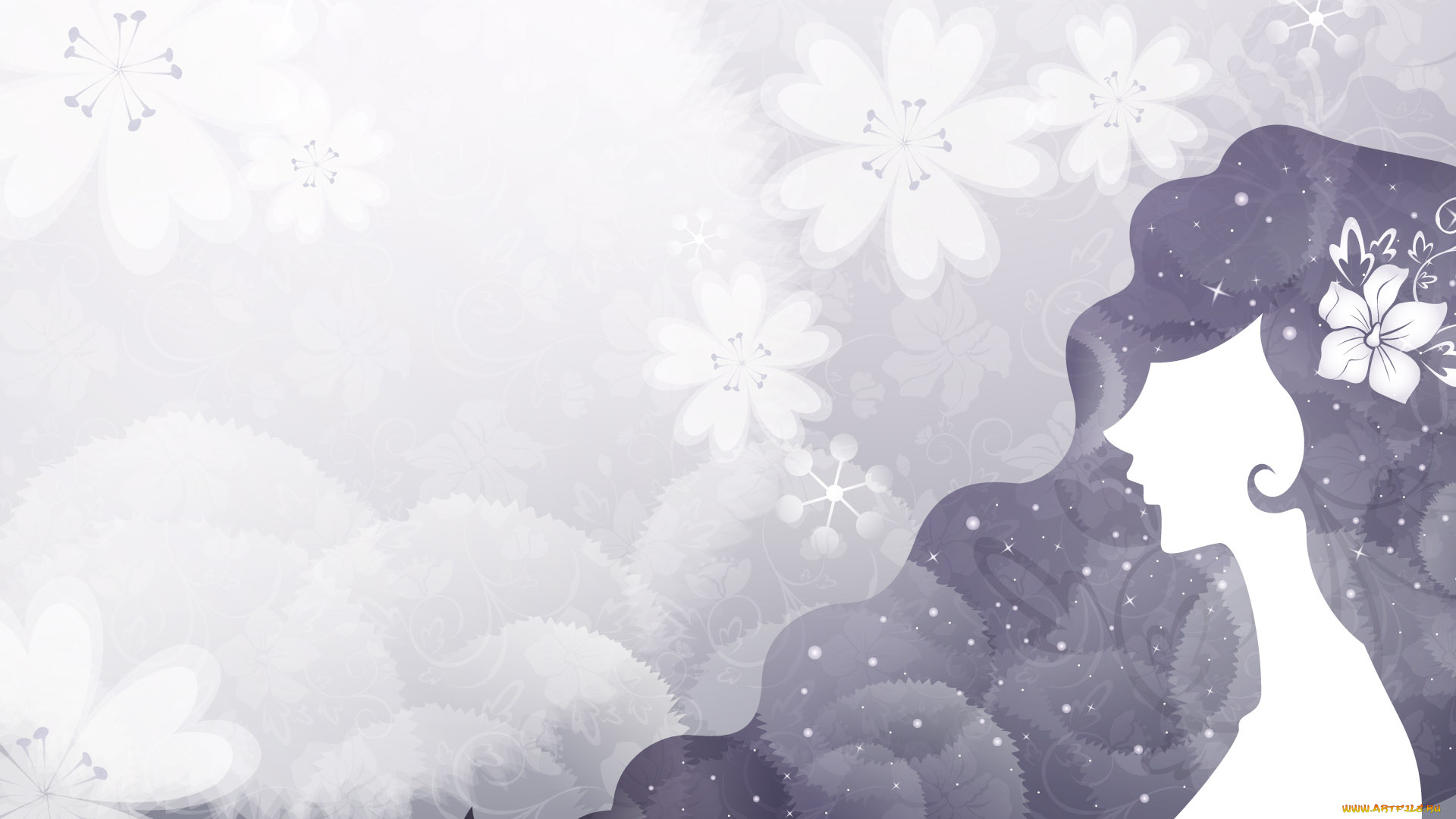 векторная, графика, девушки, фон, взгляд, девушка