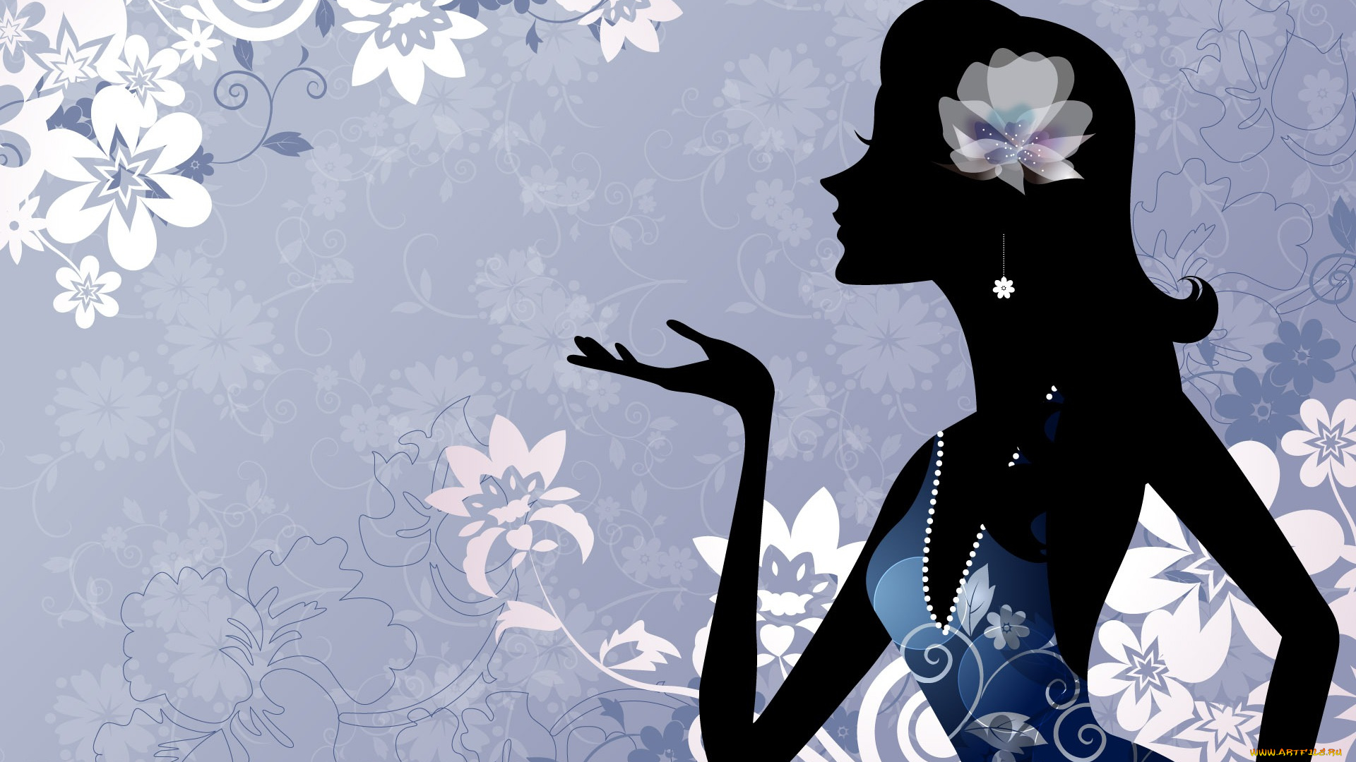 векторная, графика, девушки, силуэт