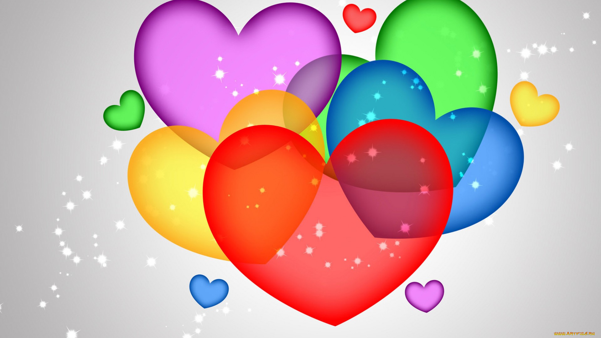 векторная, графика, сердечки, цвета