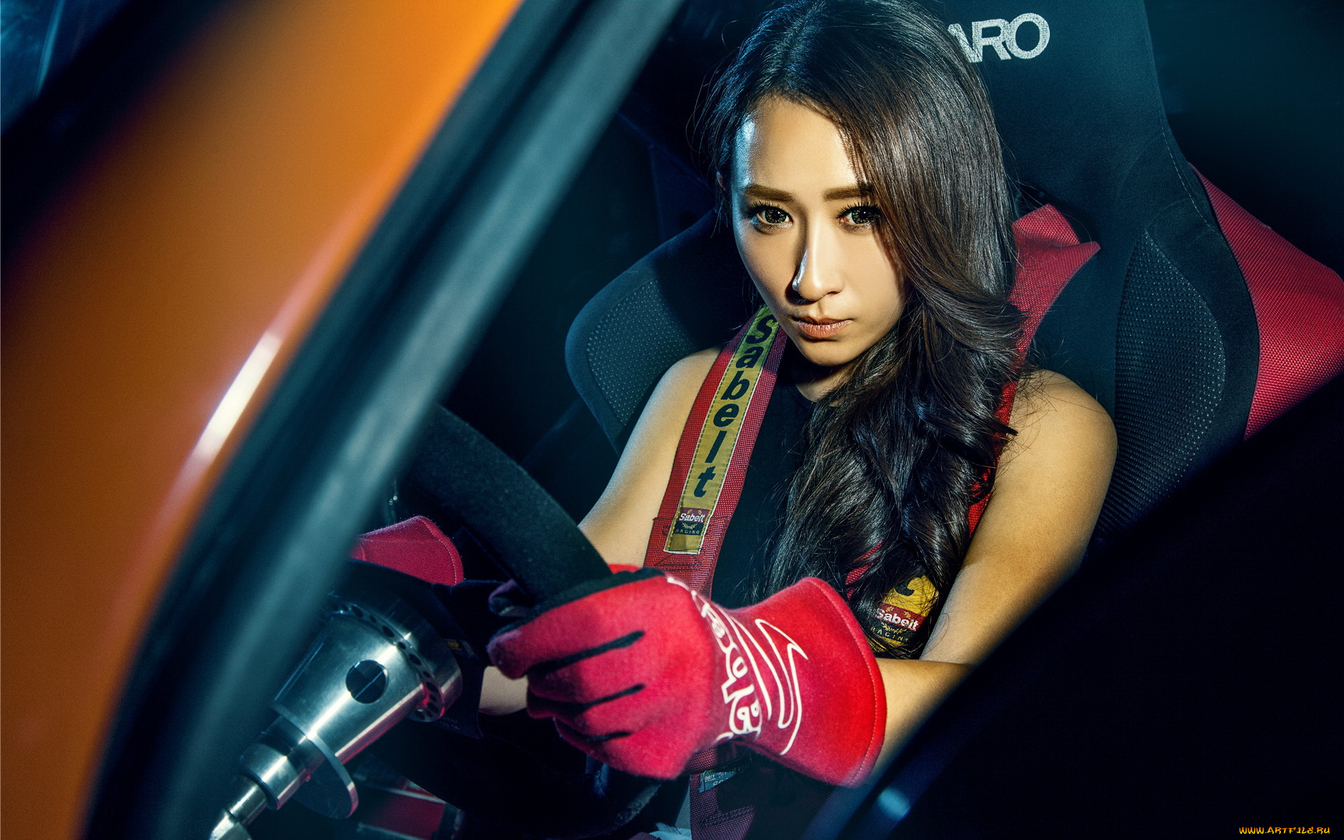 автомобили, авто, с, девушками, азиатка, автомобиль, девушка