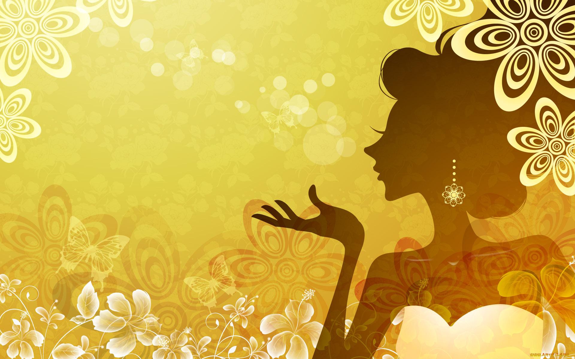 векторная, графика, девушки, девушка, фон, взгляд