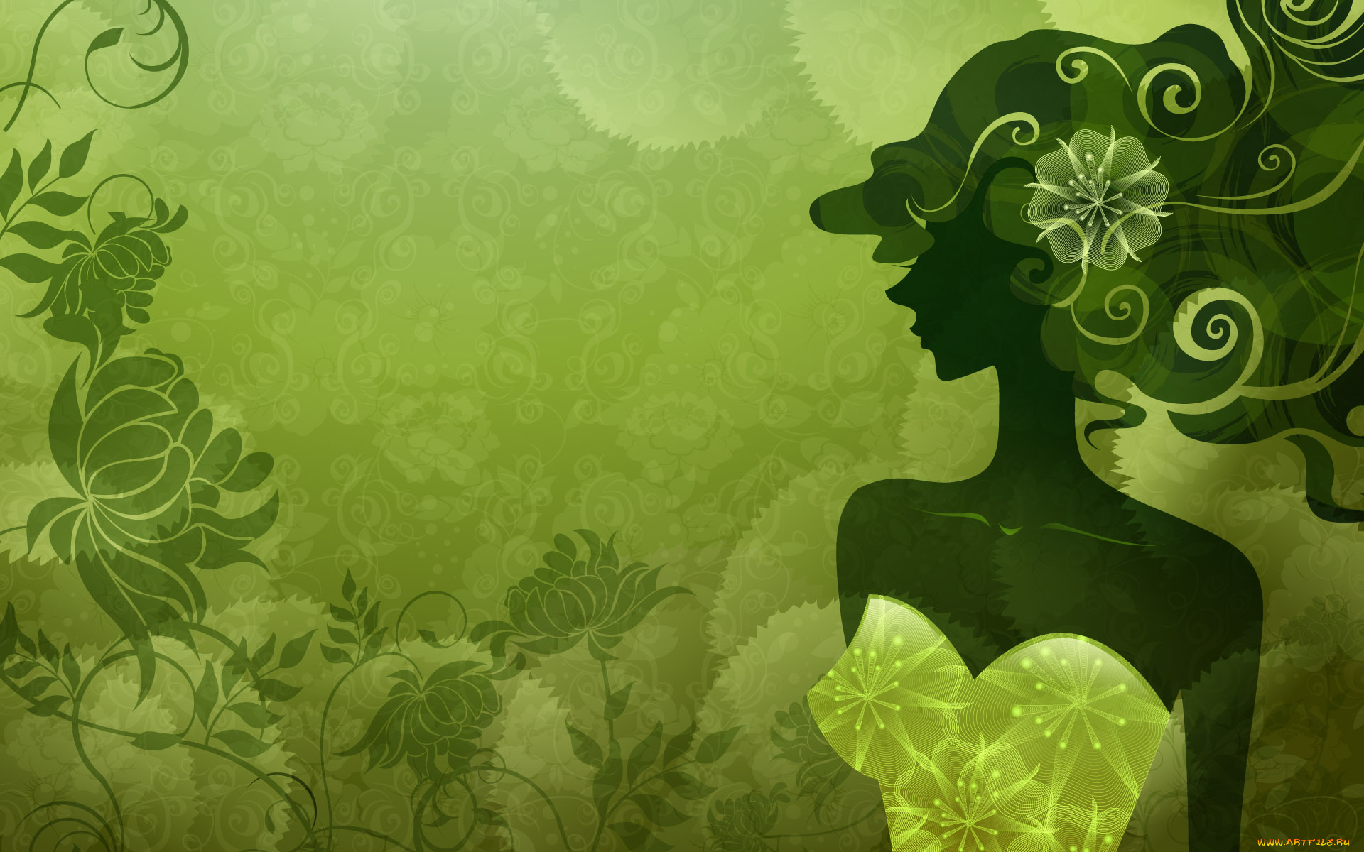 векторная, графика, девушки, фон, взгляд, девушка