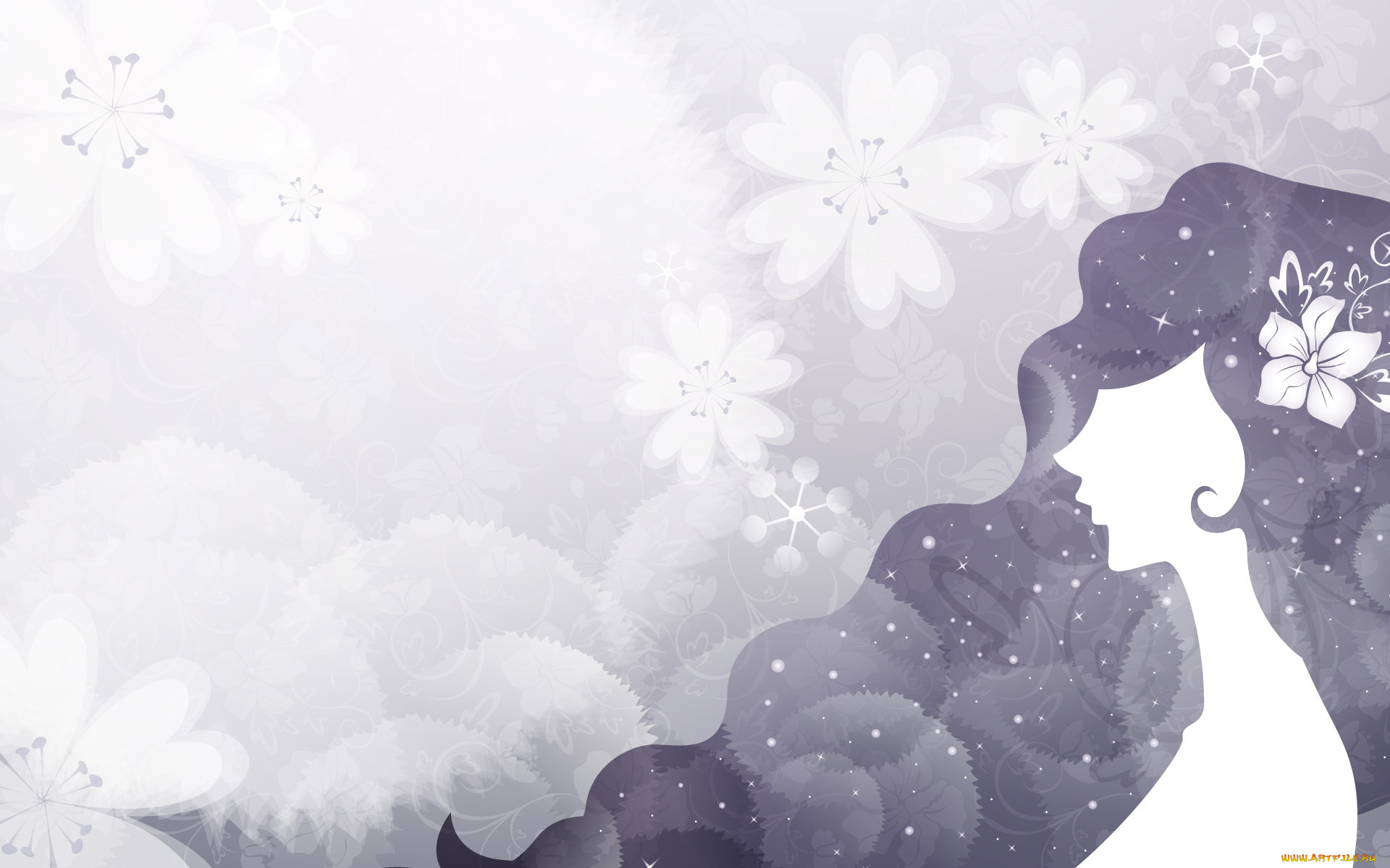 векторная, графика, девушки, фон, взгляд, девушка