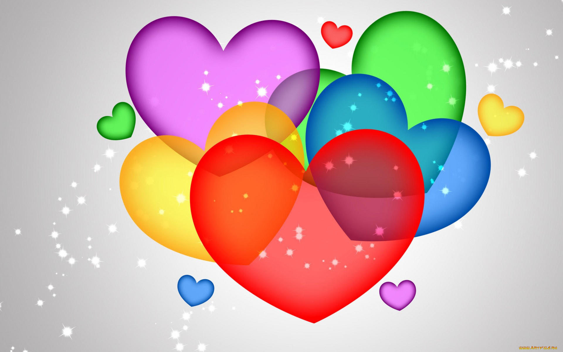 векторная, графика, сердечки, цвета