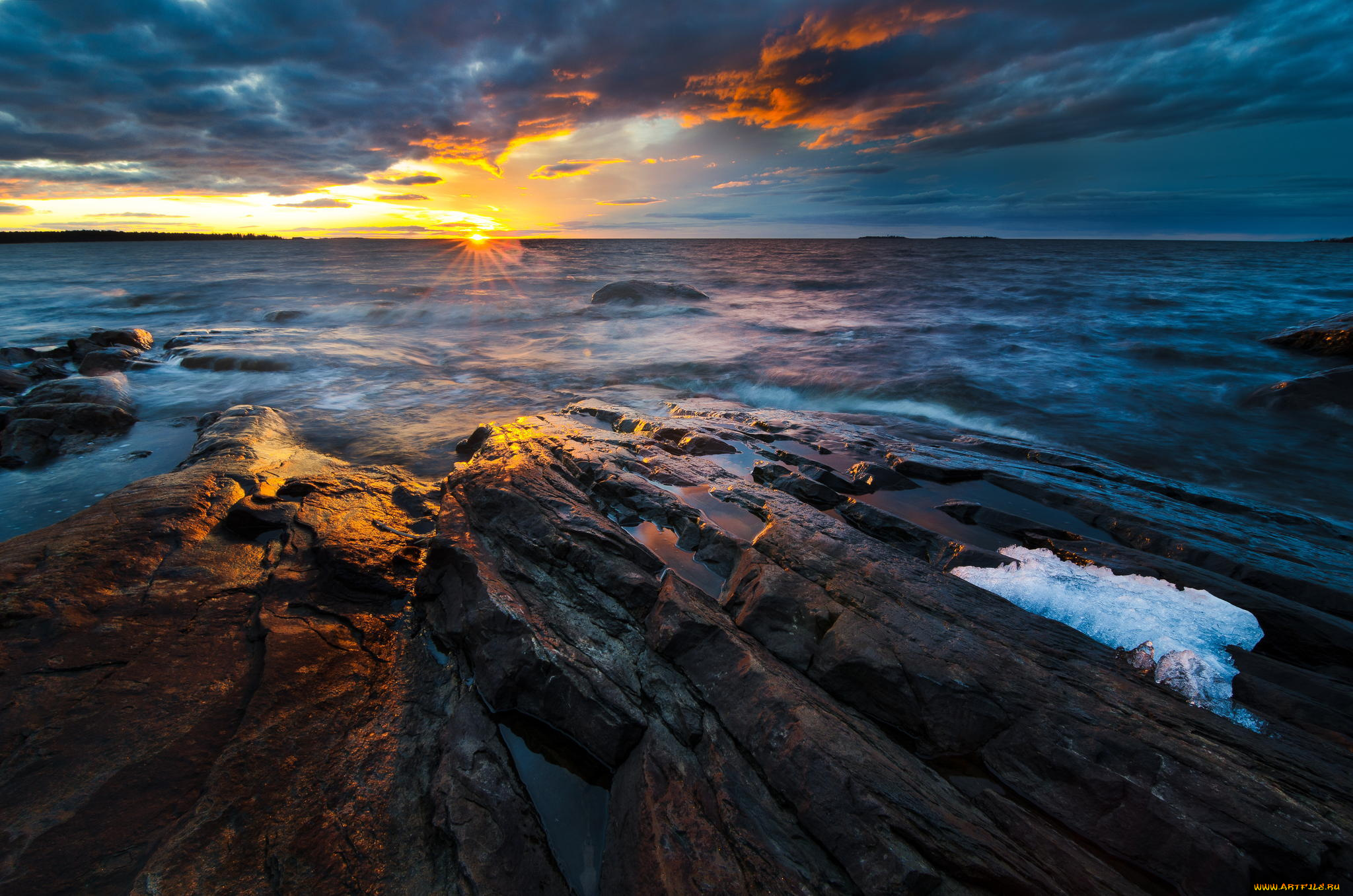 природа, восходы, закаты, море, финляндия, скалы, вода, камни, закат, облака, солнце, пейзаж