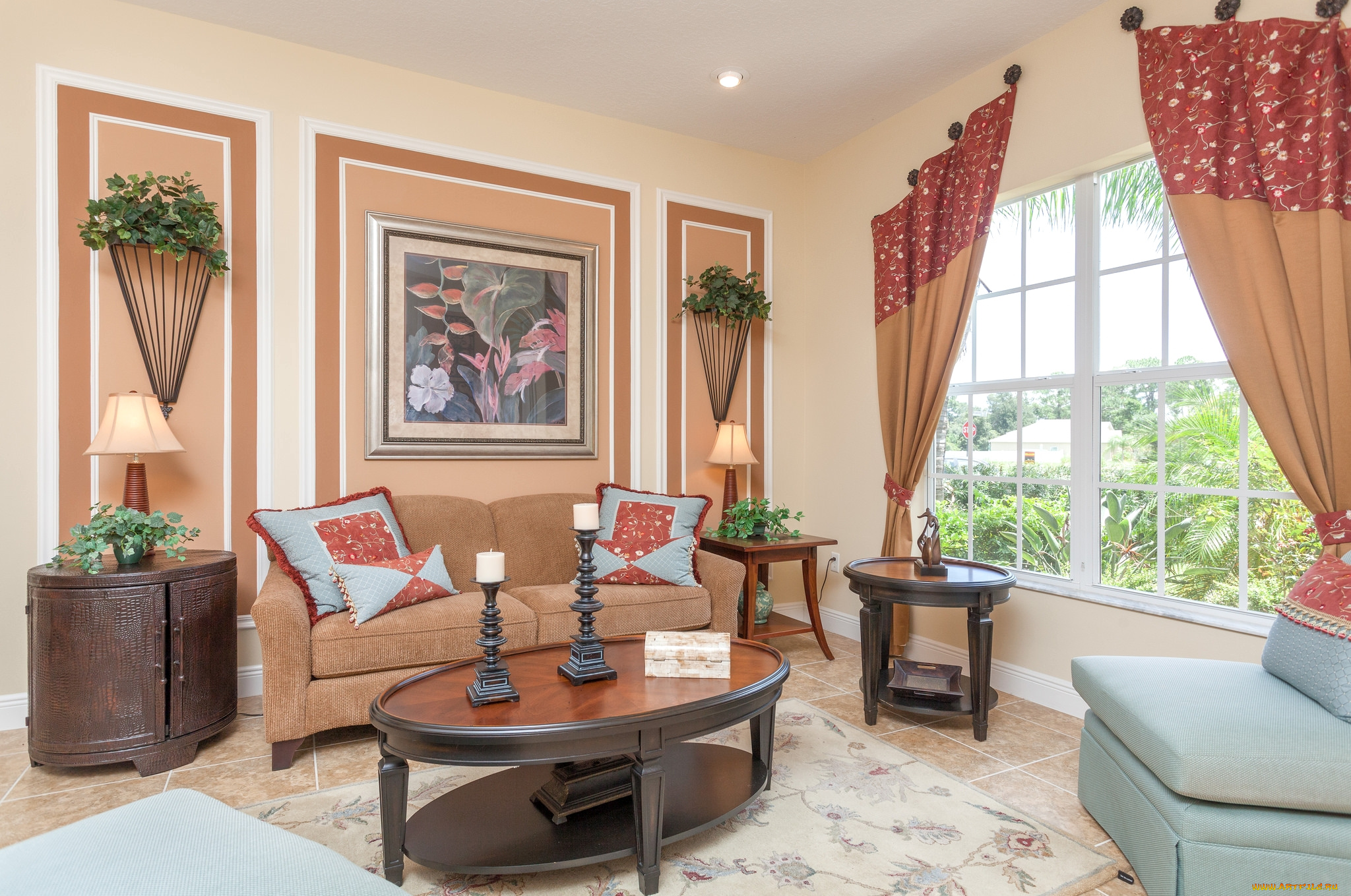 интерьер, гостиная, шторы