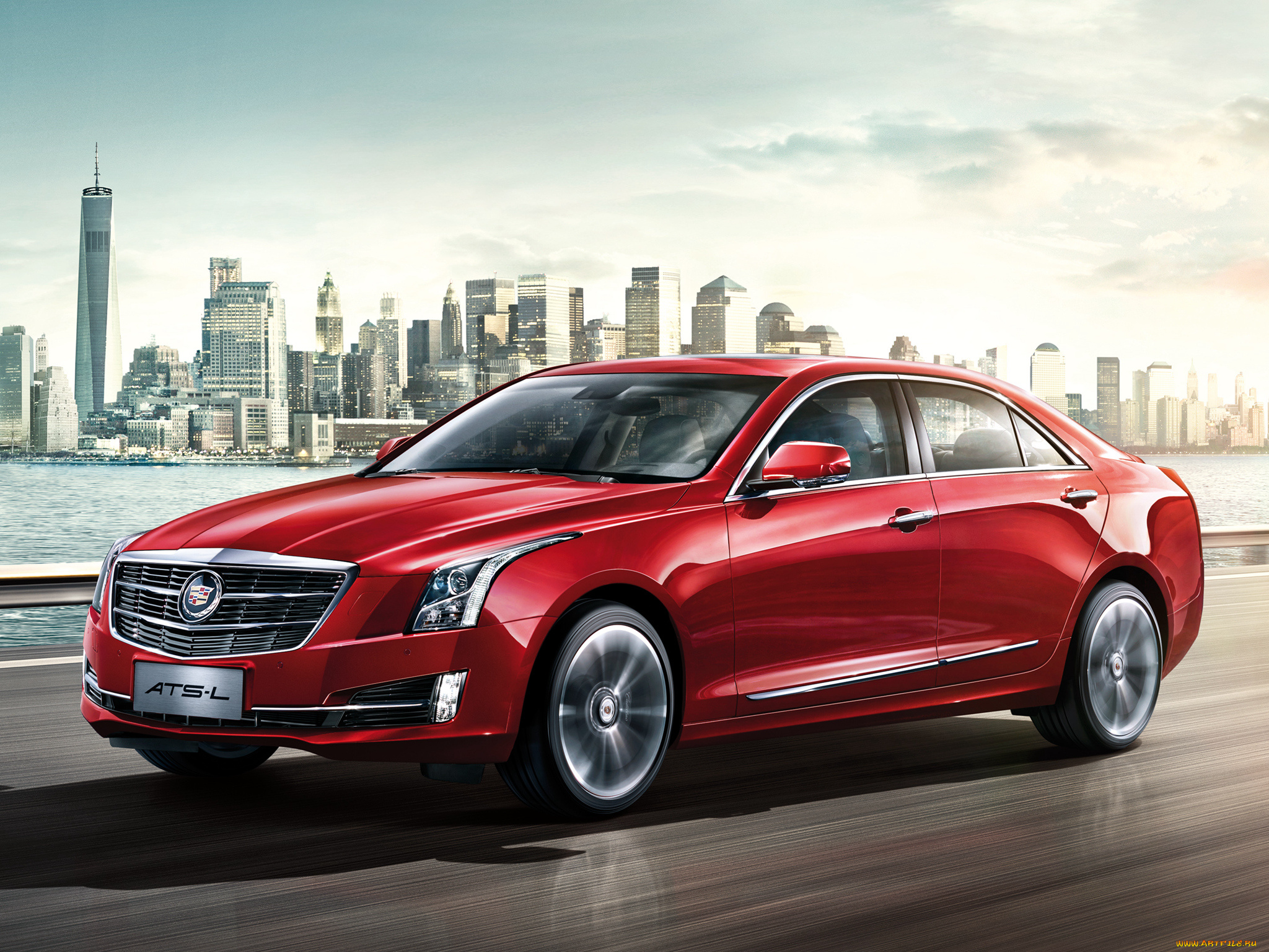 автомобили, cadillac, красный, 2014г, ats-l