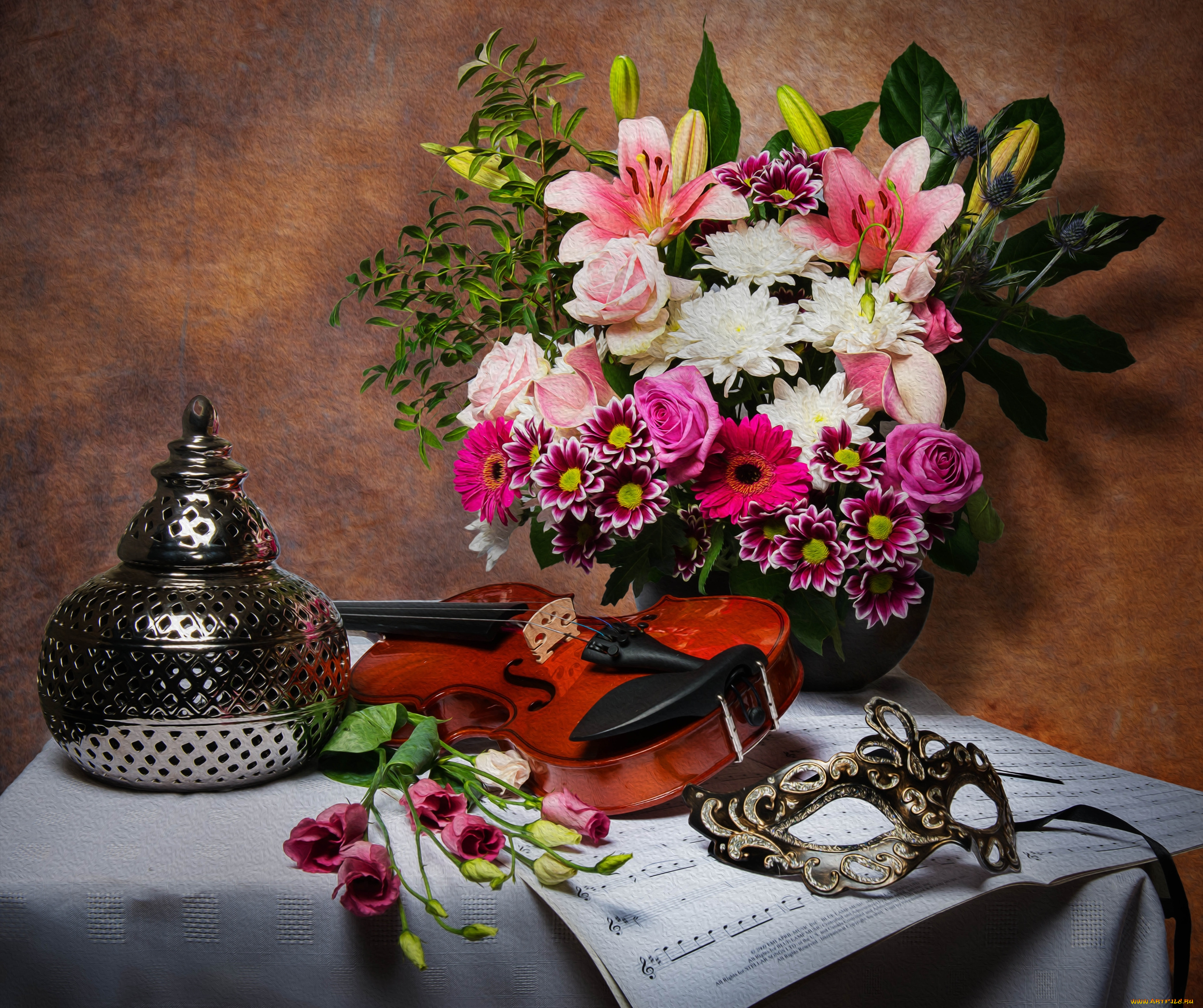 разное, компьютерный, дизайн, ноты, маска, букет