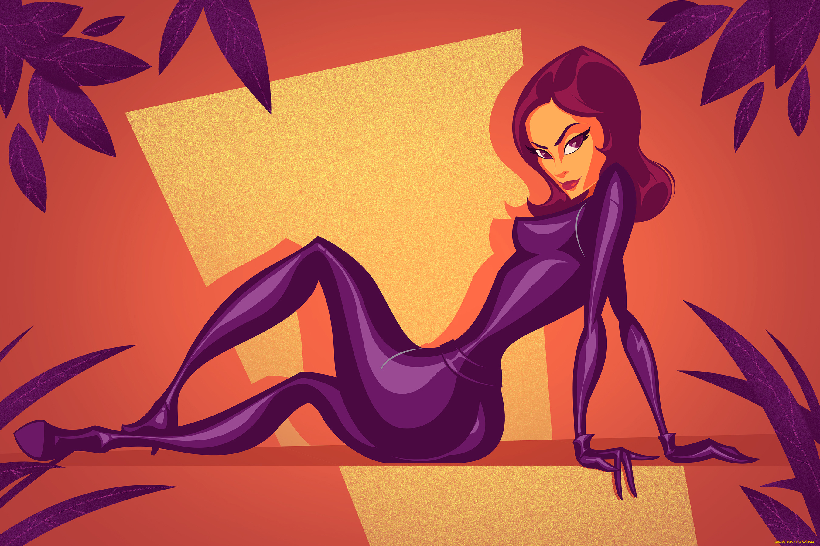 векторная, графика, девушки, девушка, фон, взгляд