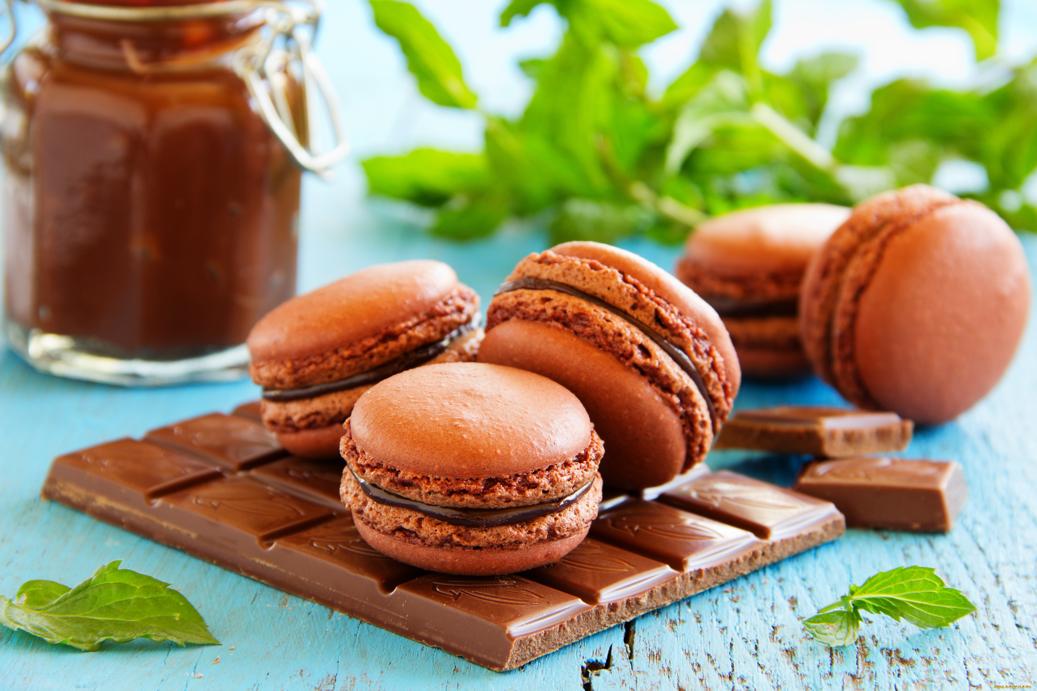 еда, макаруны, шоколад