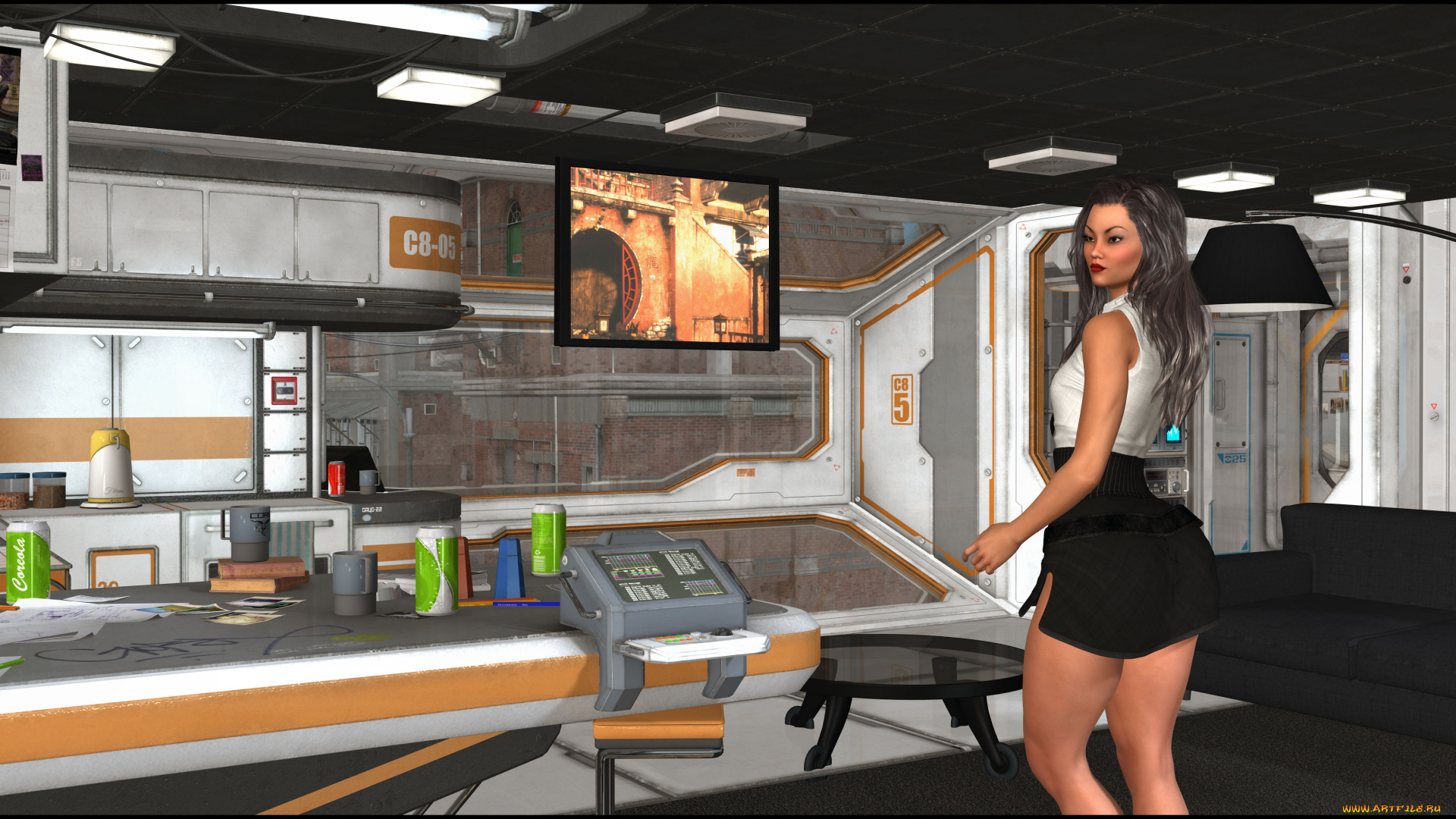 3д, графика, фантазия, , fantasy, девушка, взгляд, фон