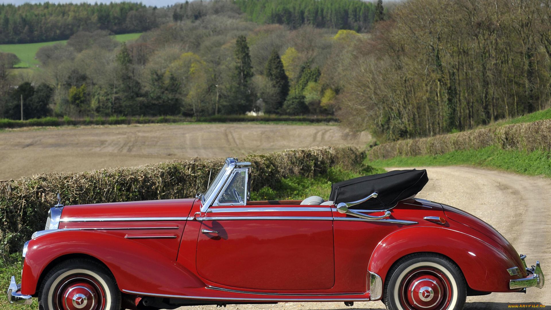 автомобили, mercedes-benz, w187, 220, cabriolet, a, красный