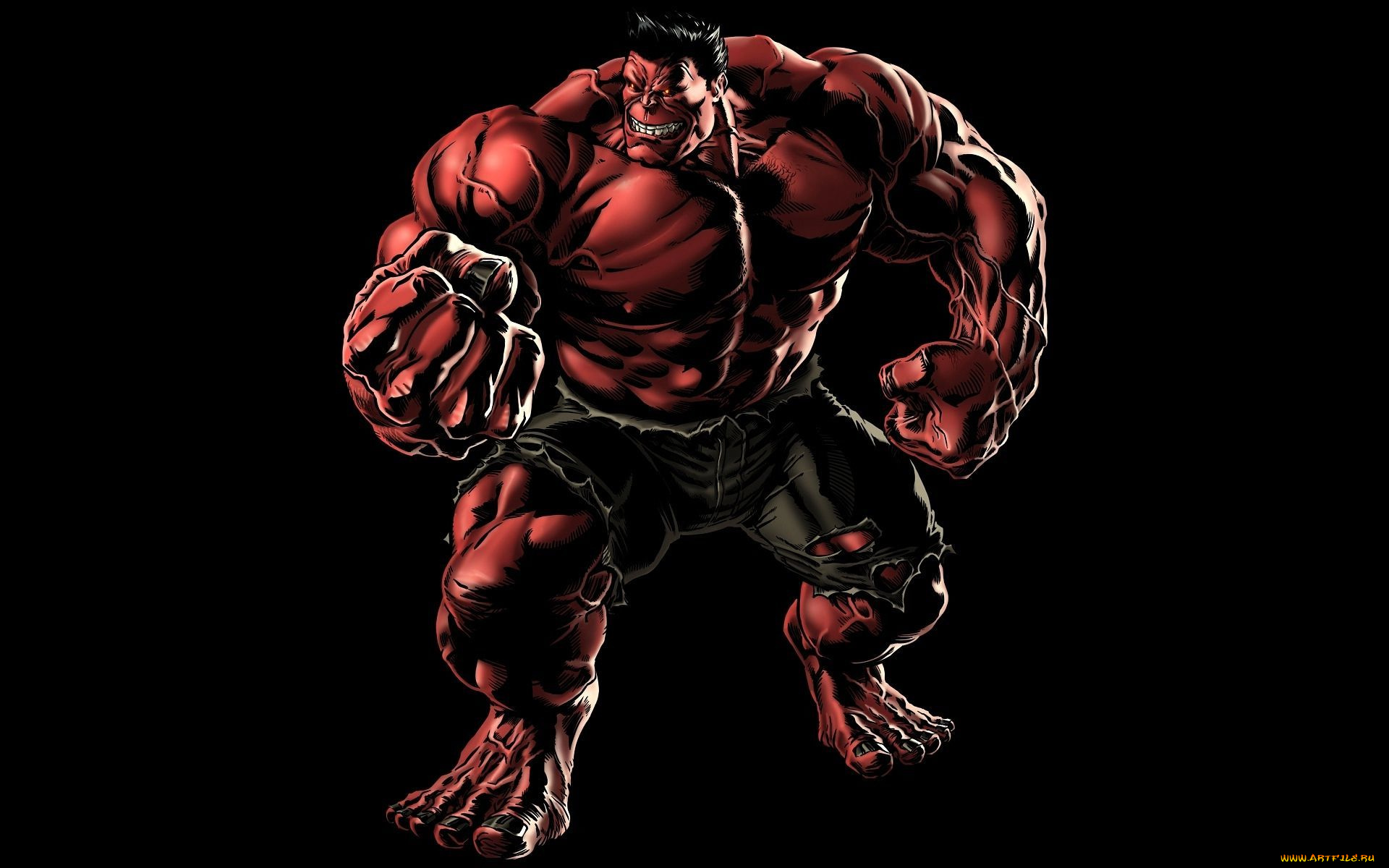 рисованное, комиксы, red, hulk