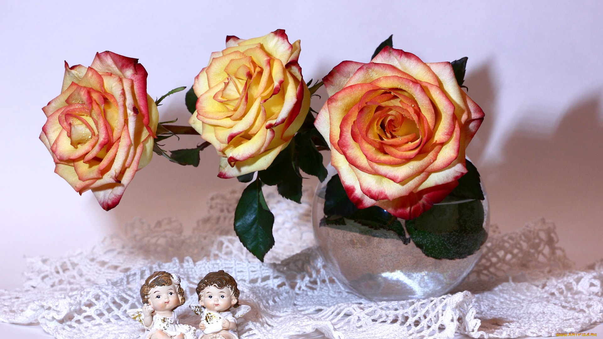 цветы, розы, букеты, композиции, натюрморты, нфд, салфетка, статуэтки, фигурки